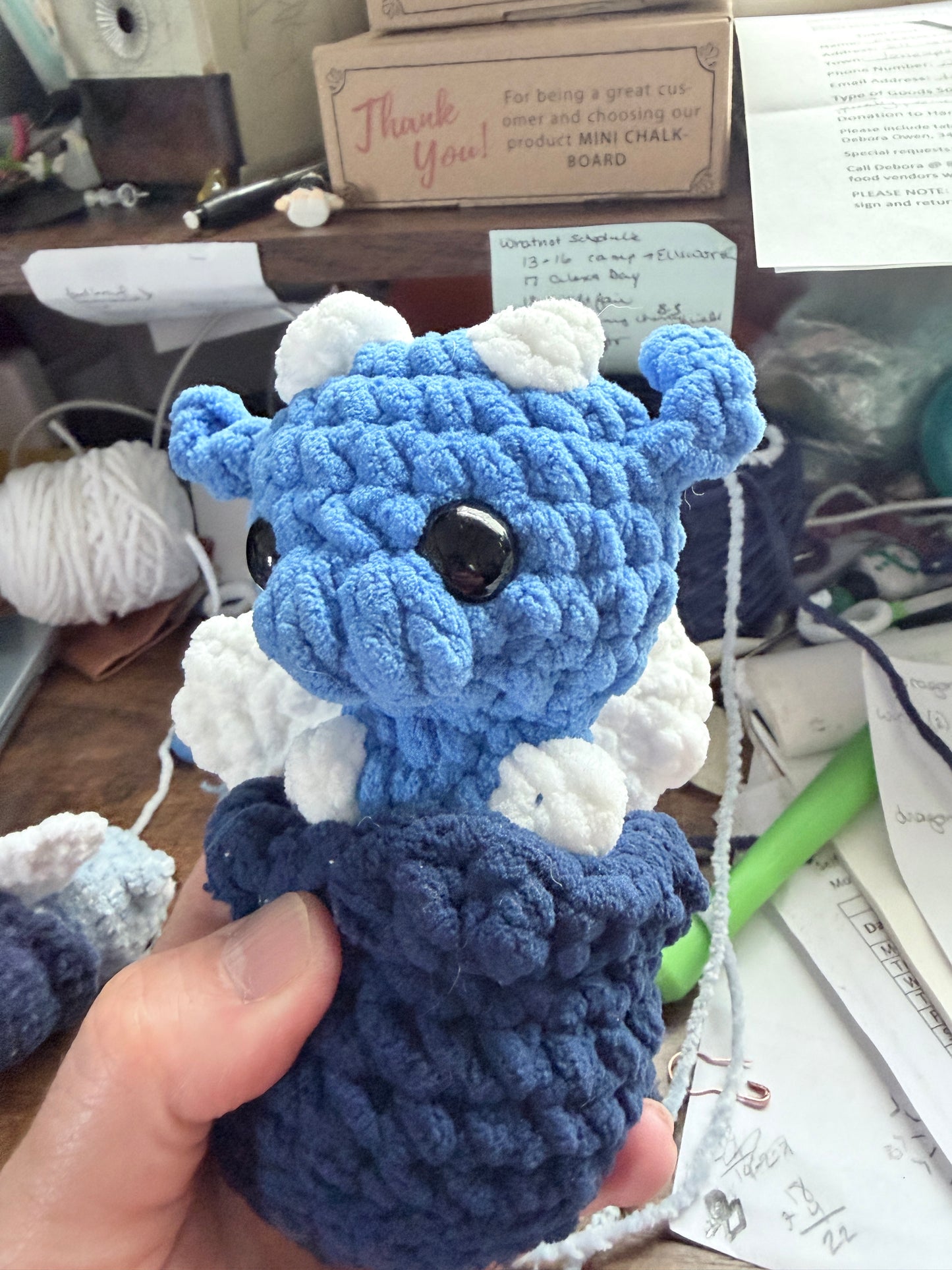Crocheted hatching dragons