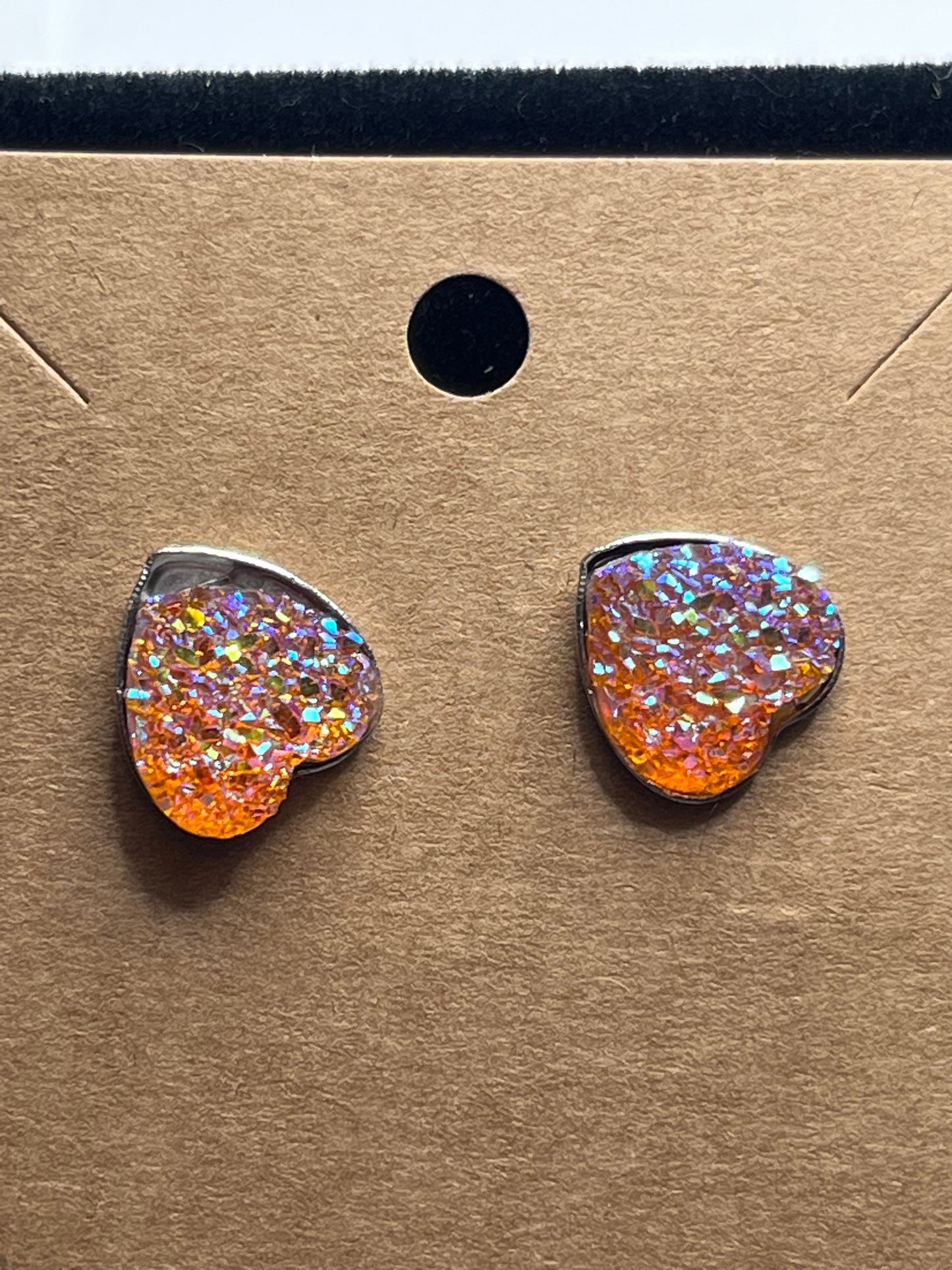 Sparkly Heart Stud Earrings