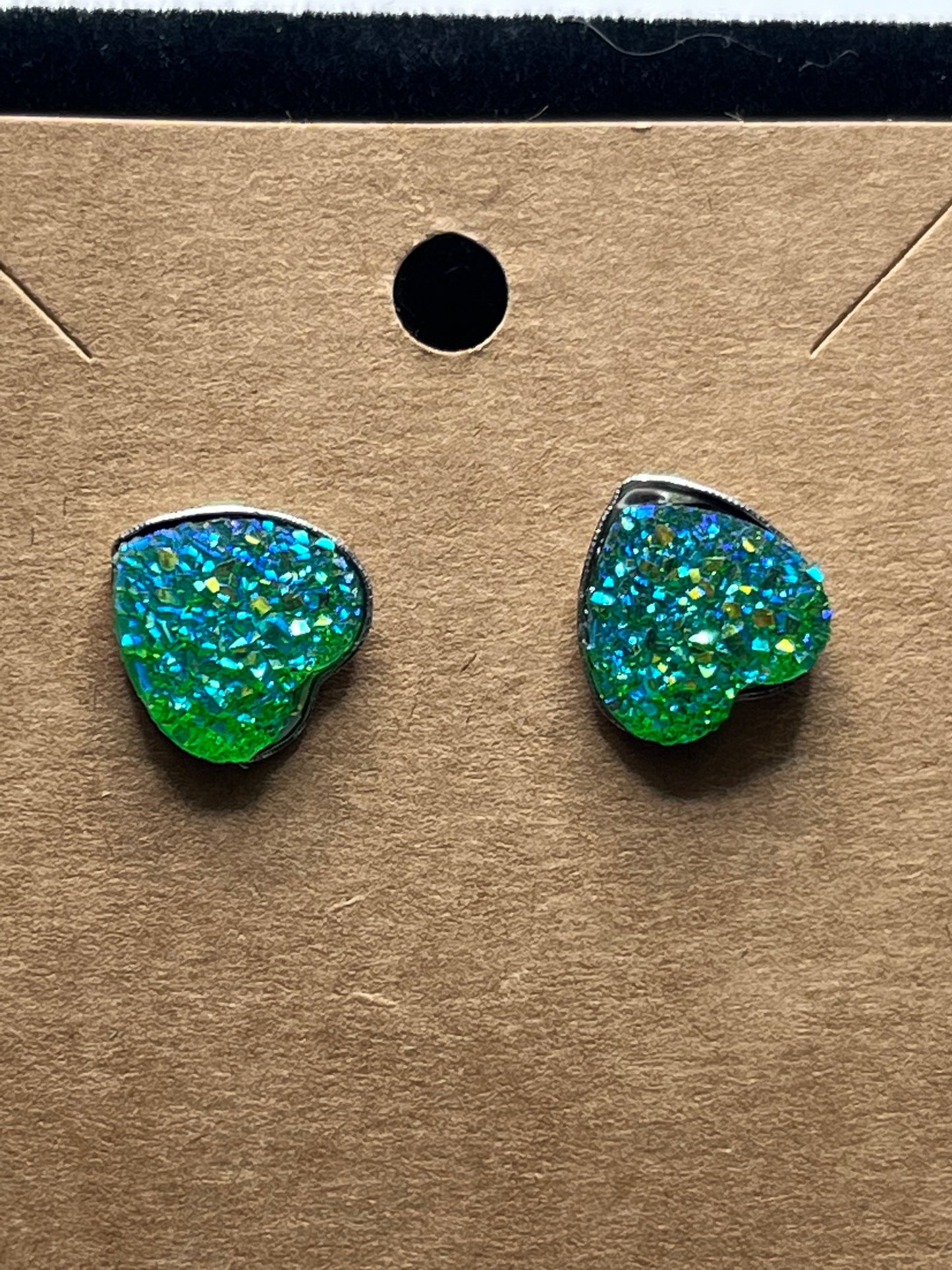 Sparkly Heart Stud Earrings