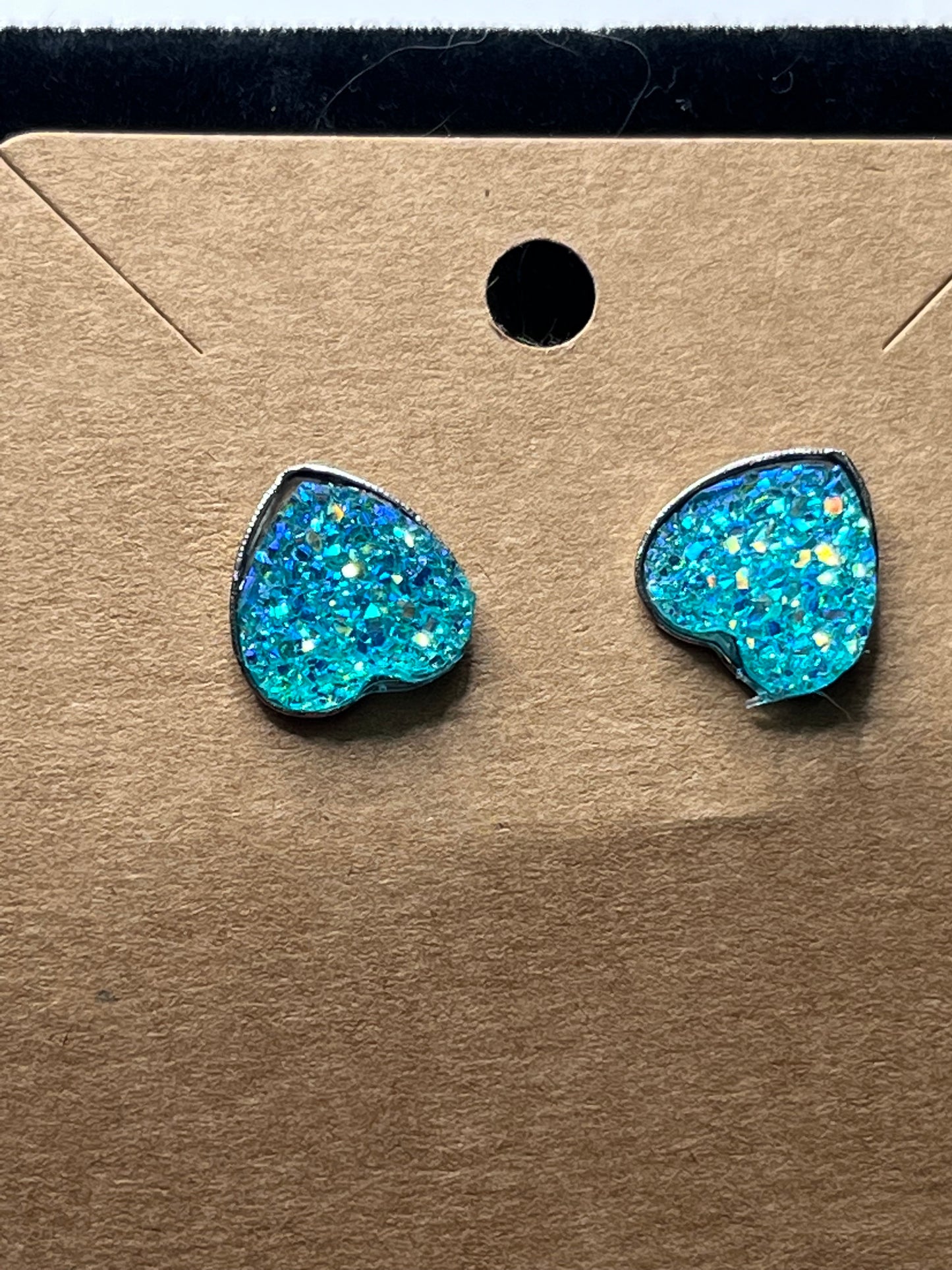 Sparkly Heart Stud Earrings