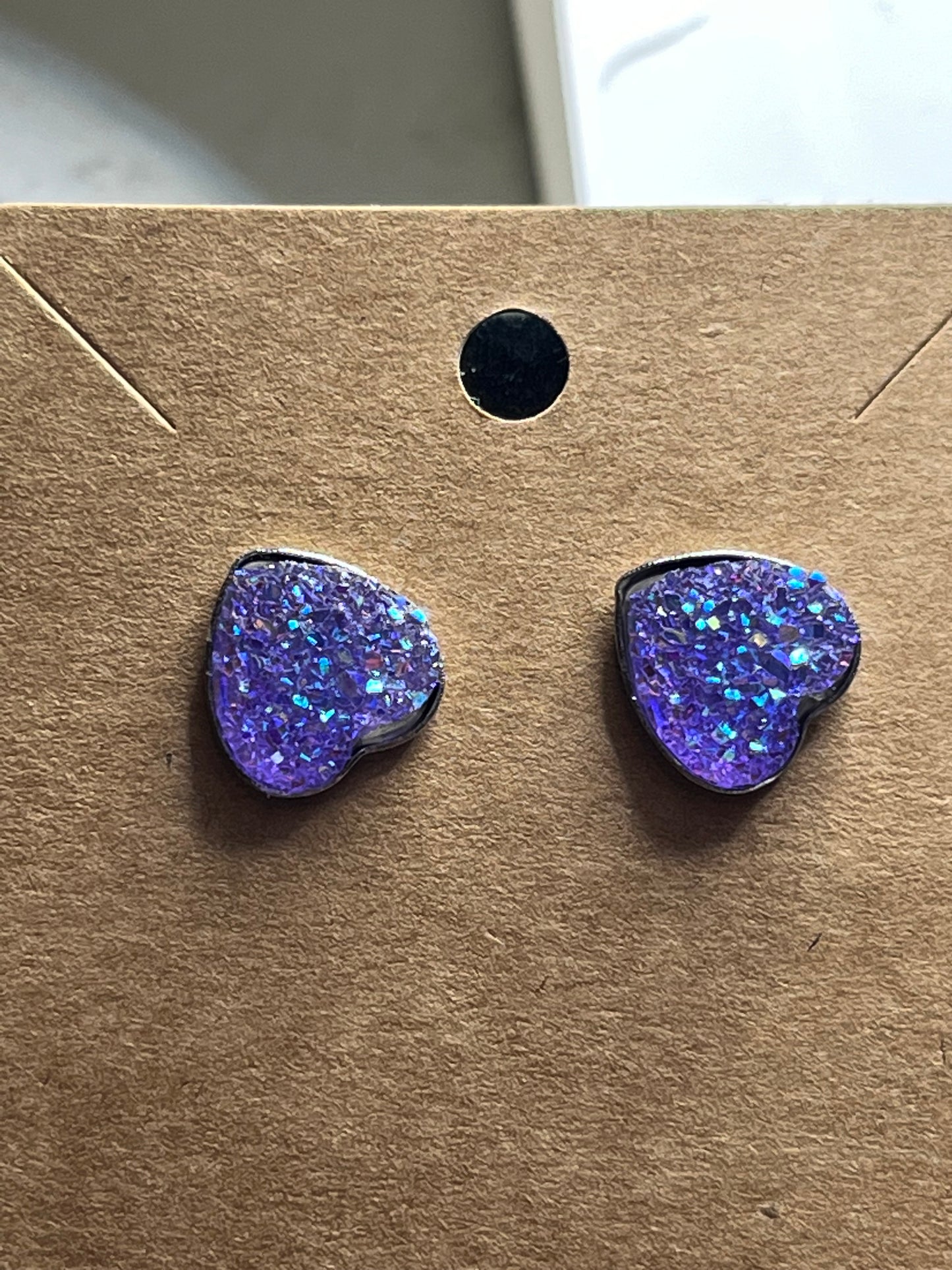 Sparkly Heart Stud Earrings