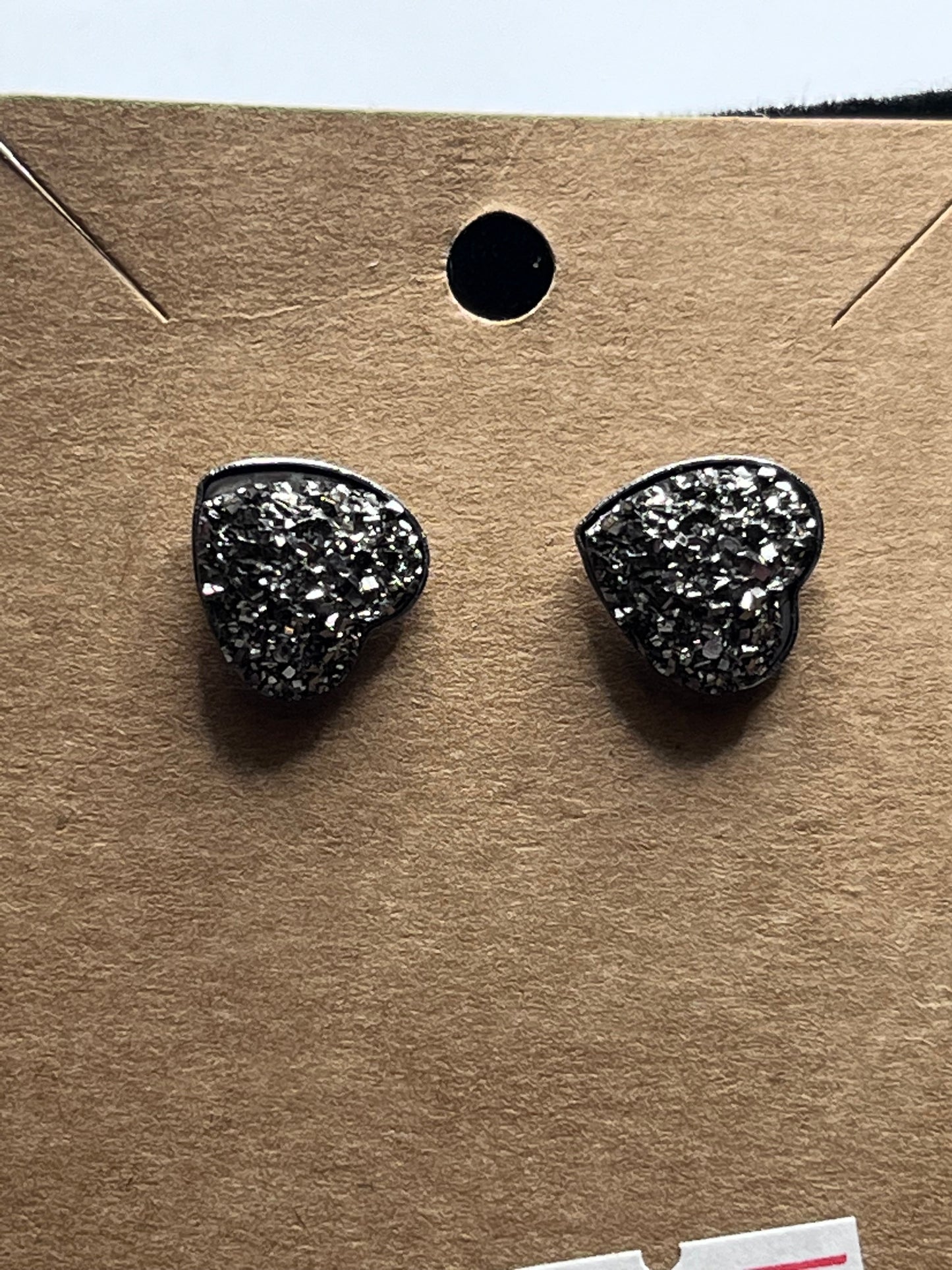 Sparkly Heart Stud Earrings