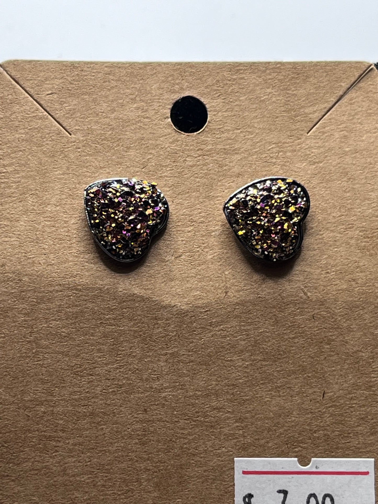 Sparkly Heart Stud Earrings