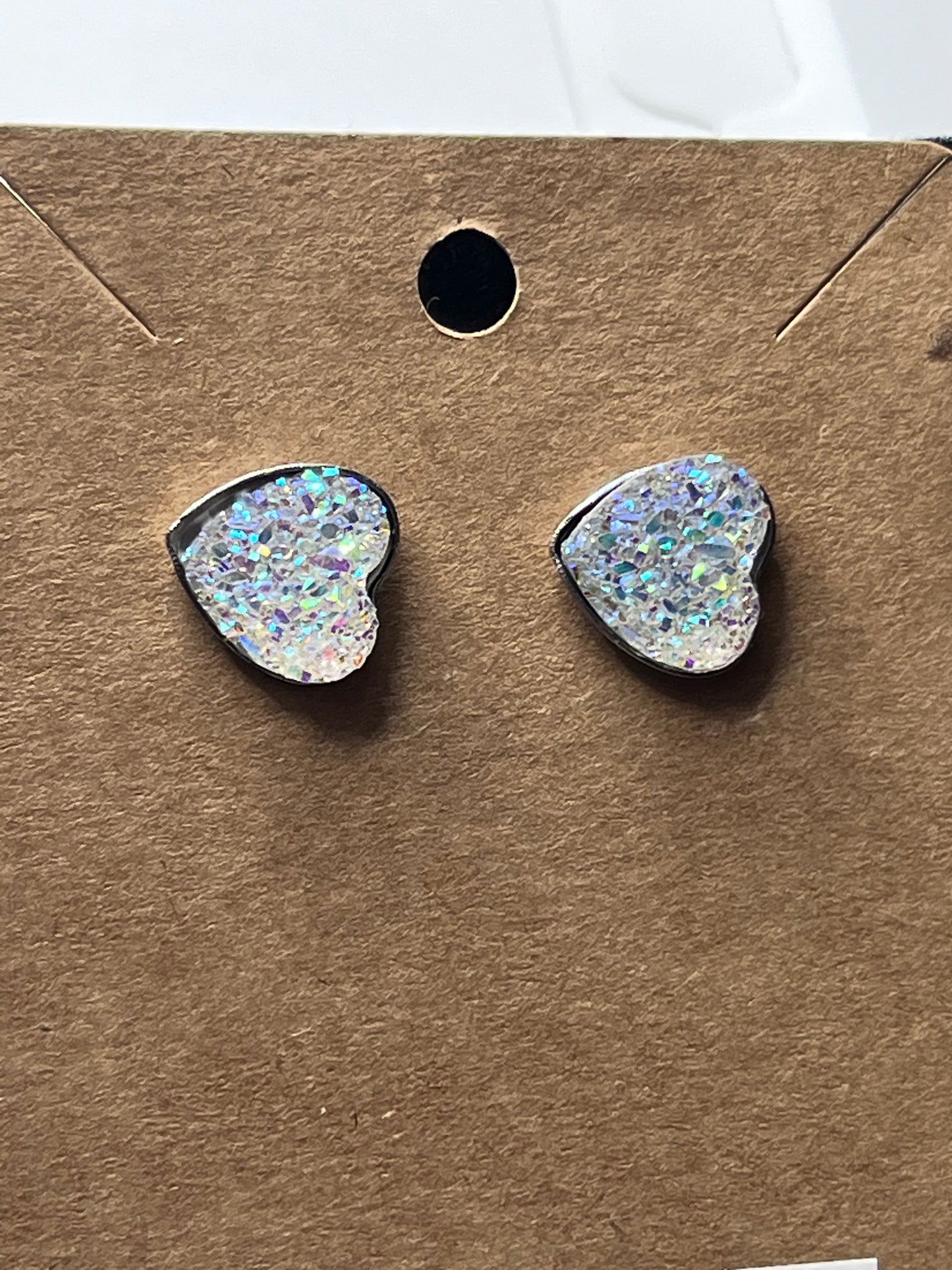 Sparkly Heart Stud Earrings