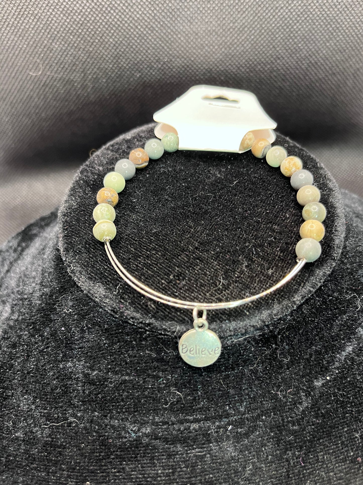 Believe charm beaded bracelet