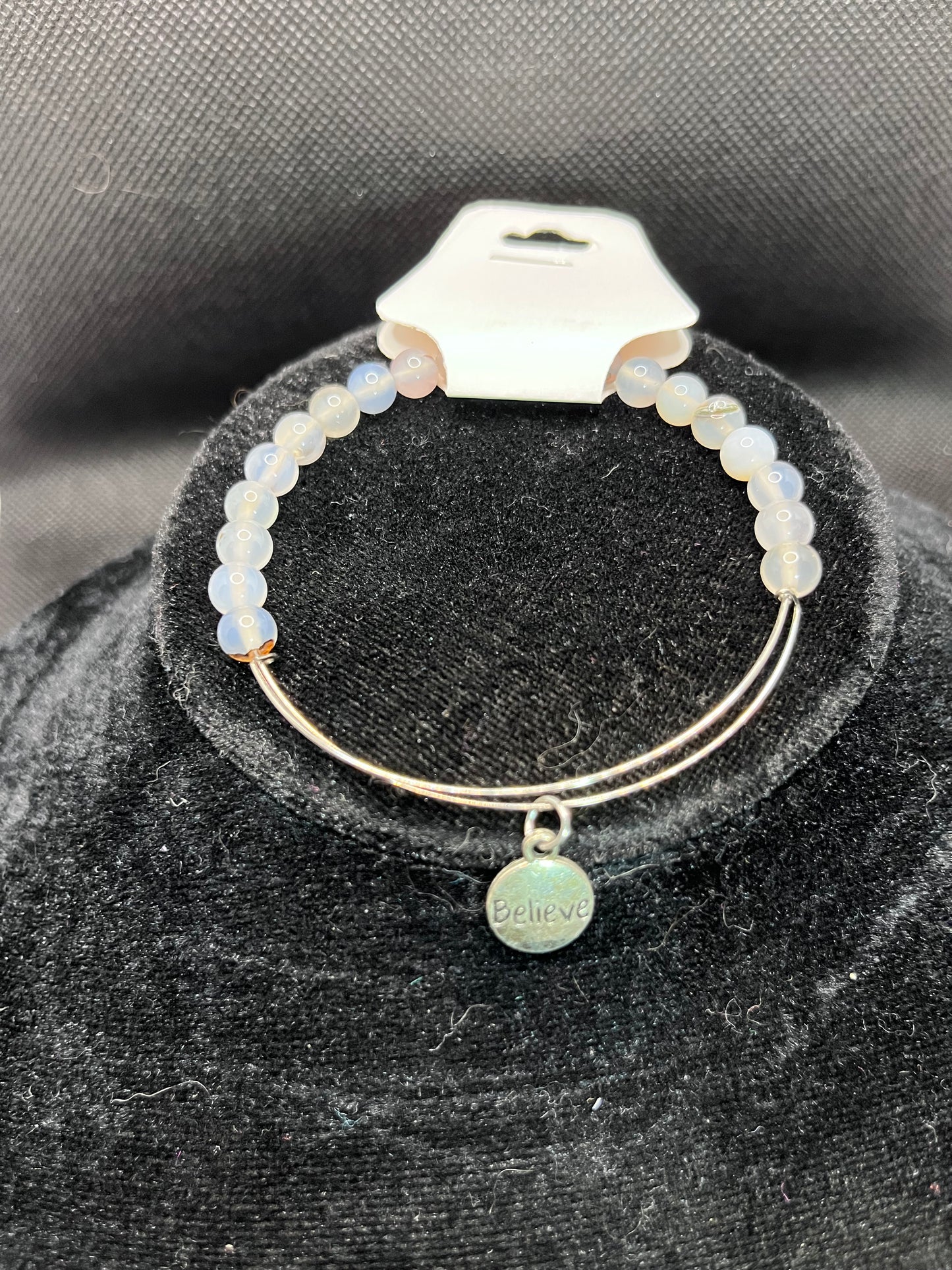 Believe charm beaded bracelet