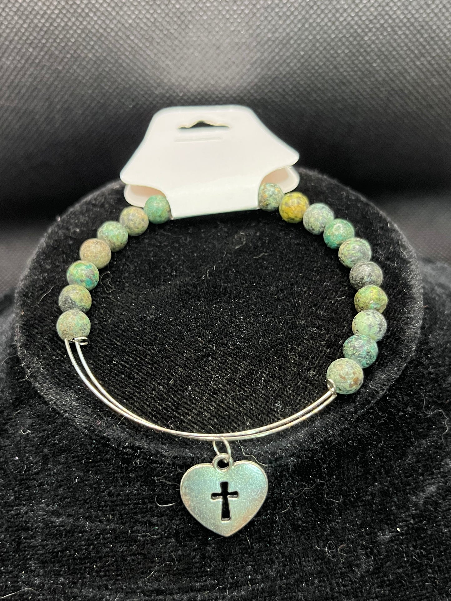Cross/Heart charm beaded bracelet