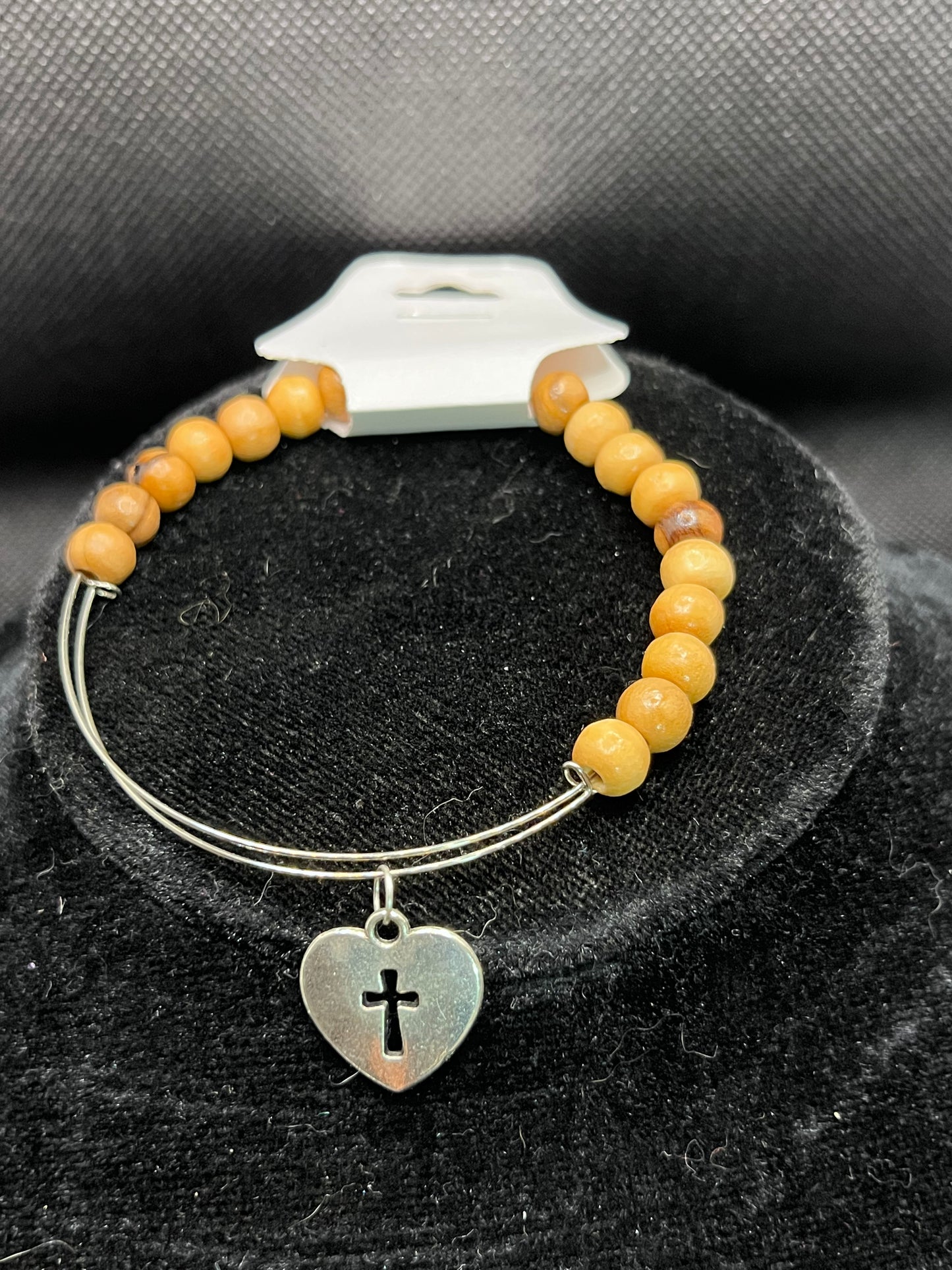 Cross/Heart charm beaded bracelet