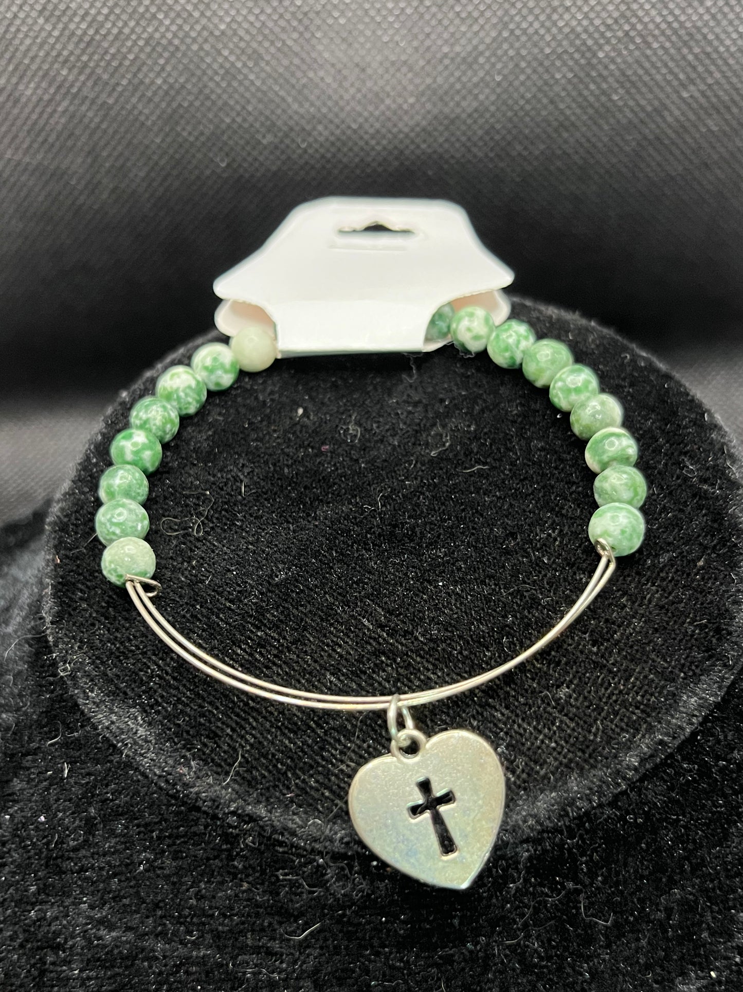 Cross/Heart charm beaded bracelet