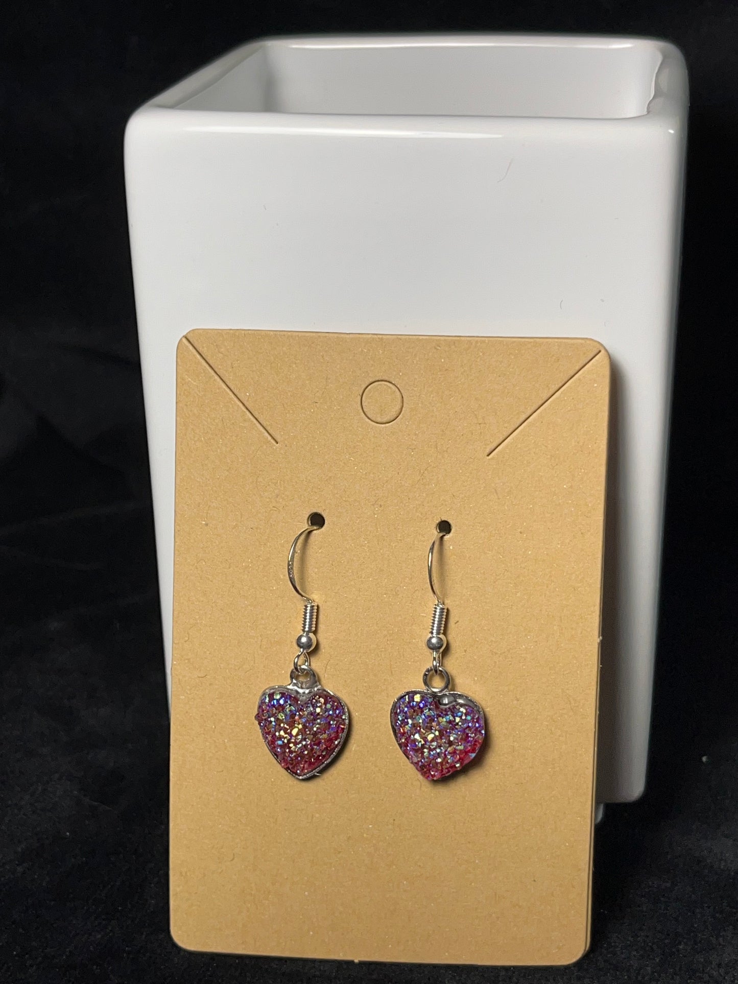 Sparkly Heart Dangle Earrings