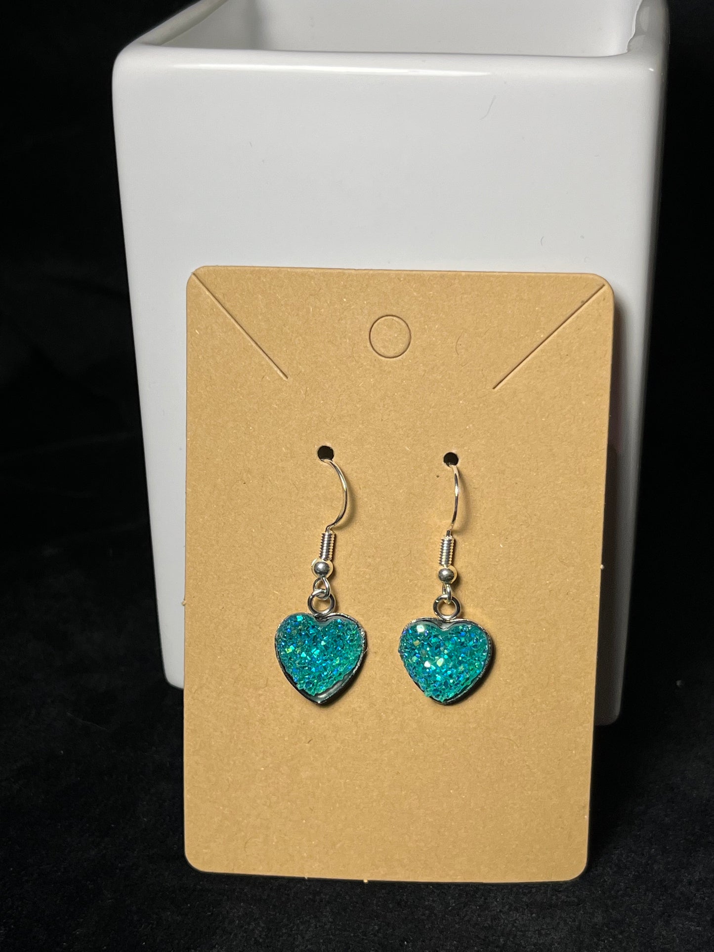 Sparkly Heart Dangle Earrings