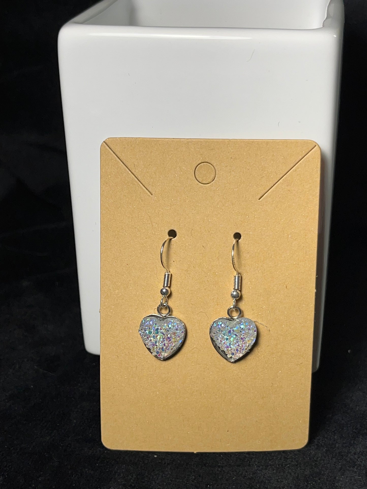 Sparkly Heart Dangle Earrings