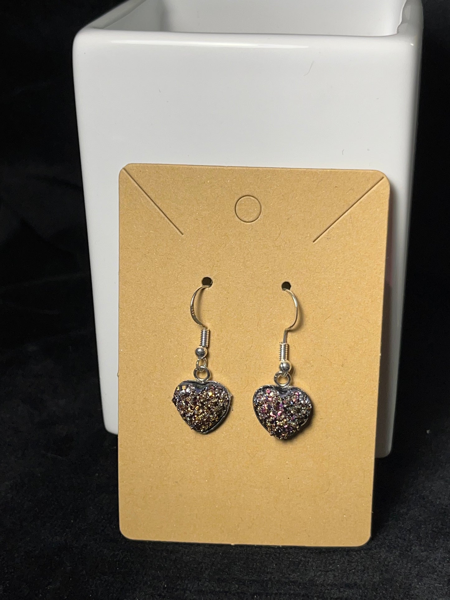 Sparkly Heart Dangle Earrings