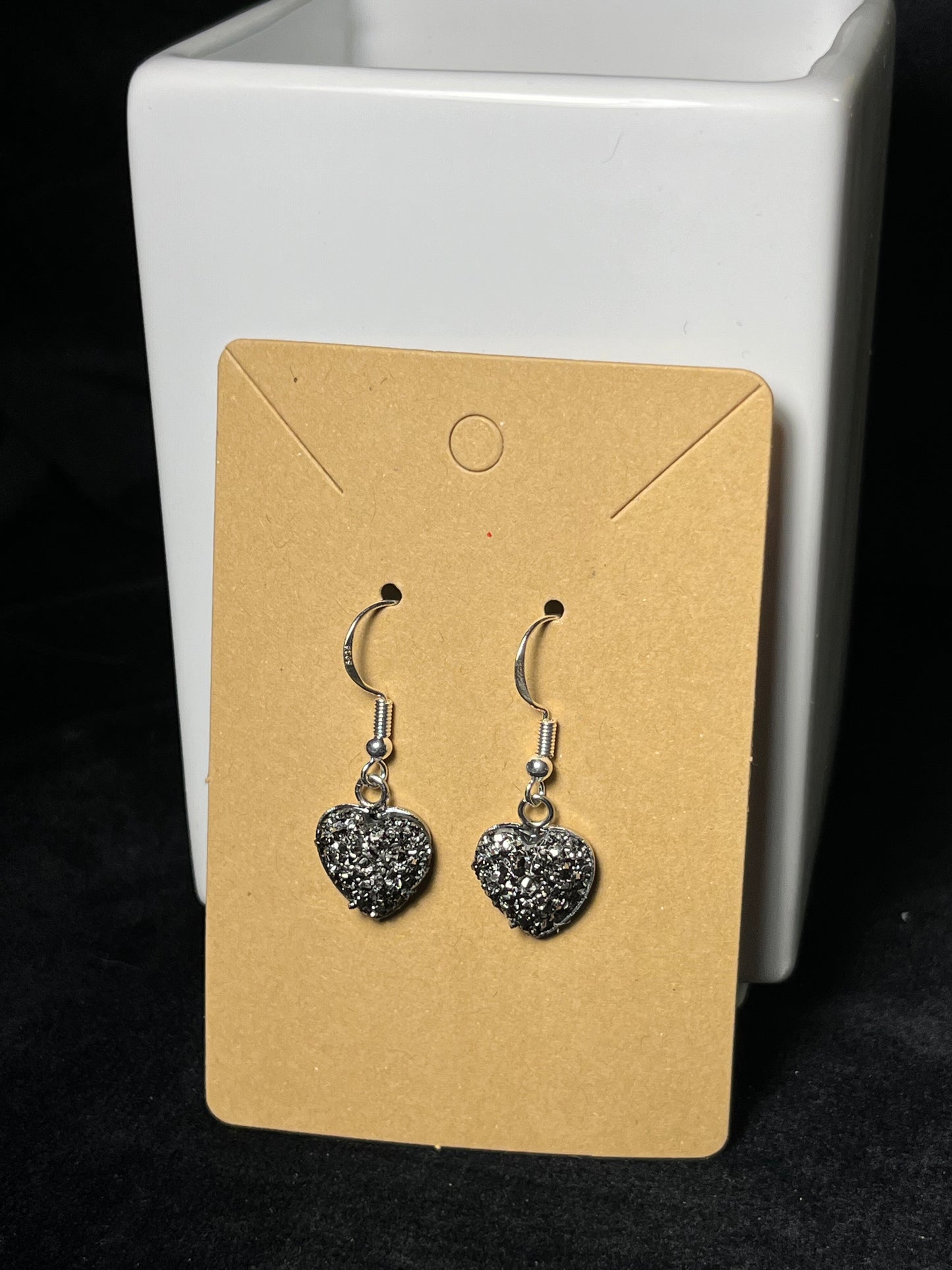 Sparkly Heart Dangle Earrings