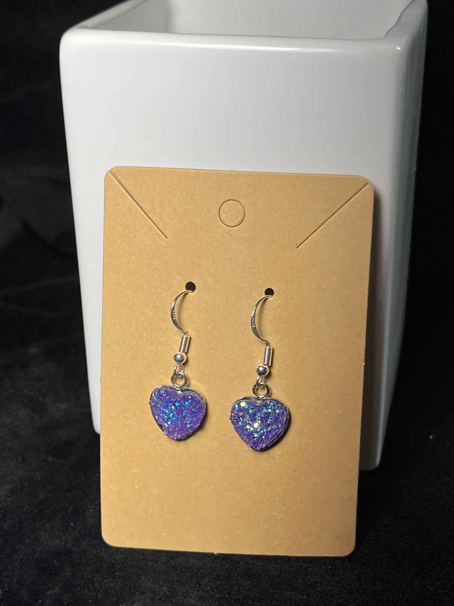 Sparkly Heart Dangle Earrings