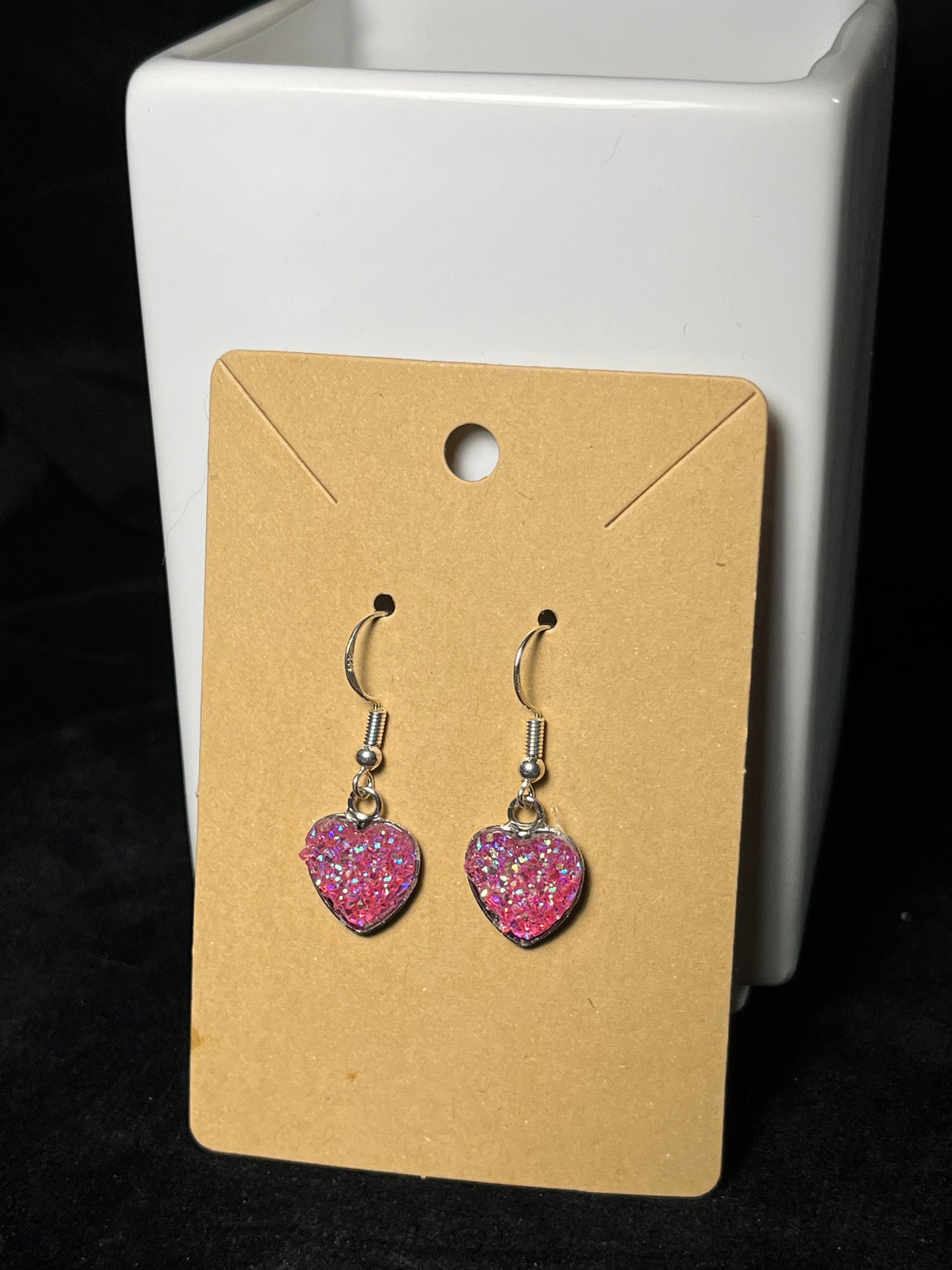 Sparkly Heart Dangle Earrings