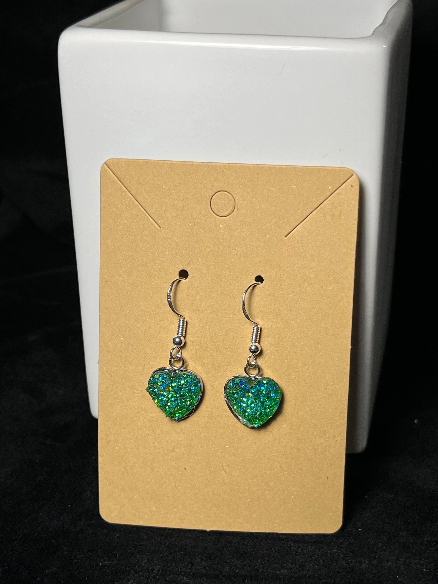 Sparkly Heart Dangle Earrings