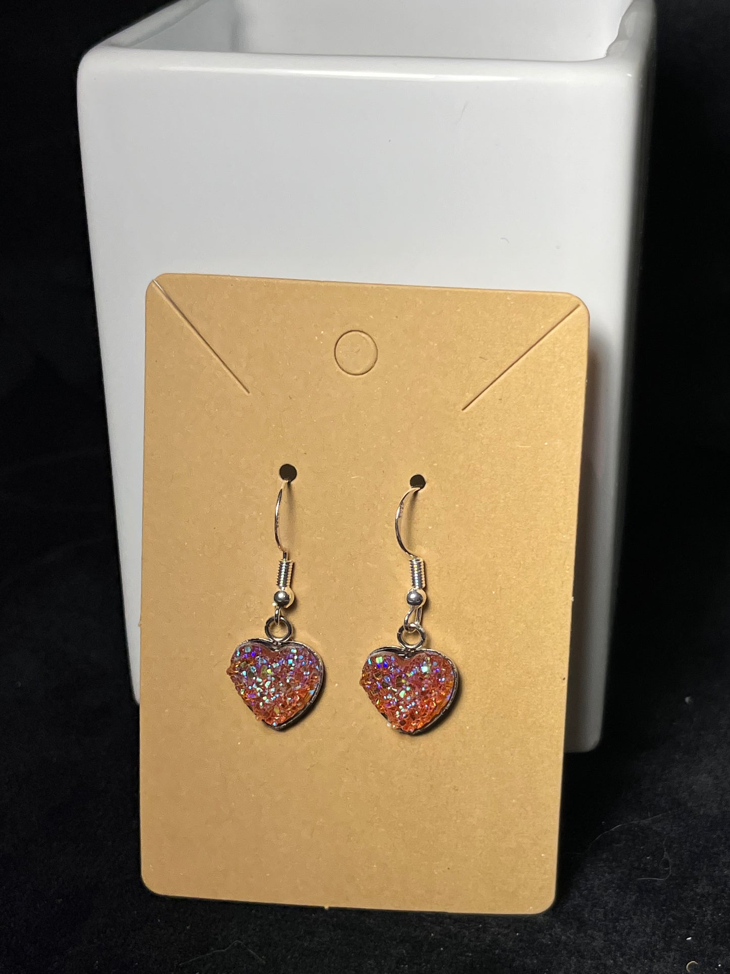 Sparkly Heart Dangle Earrings