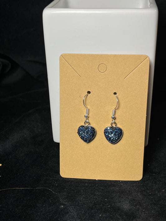 Sparkly Heart Dangle Earrings