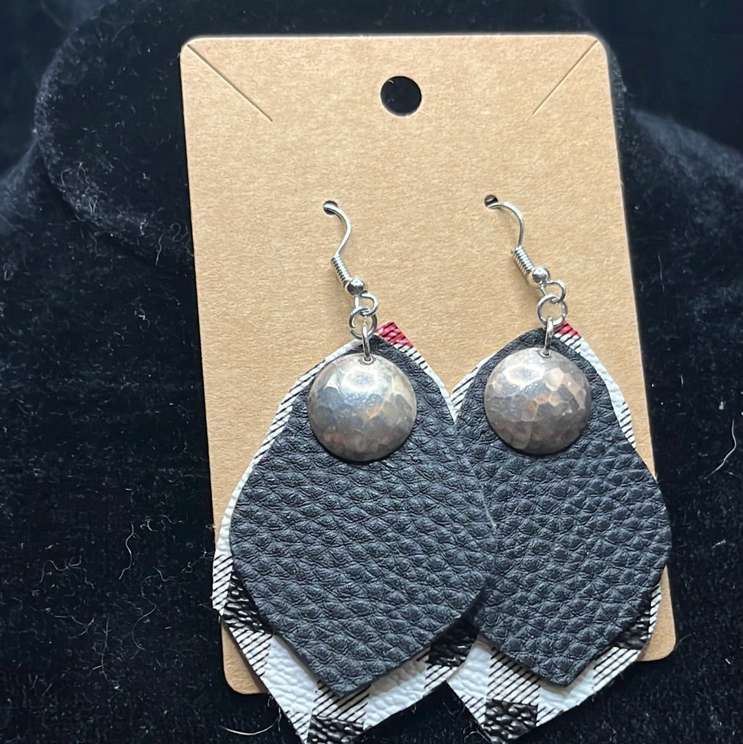 Leather worked earrings