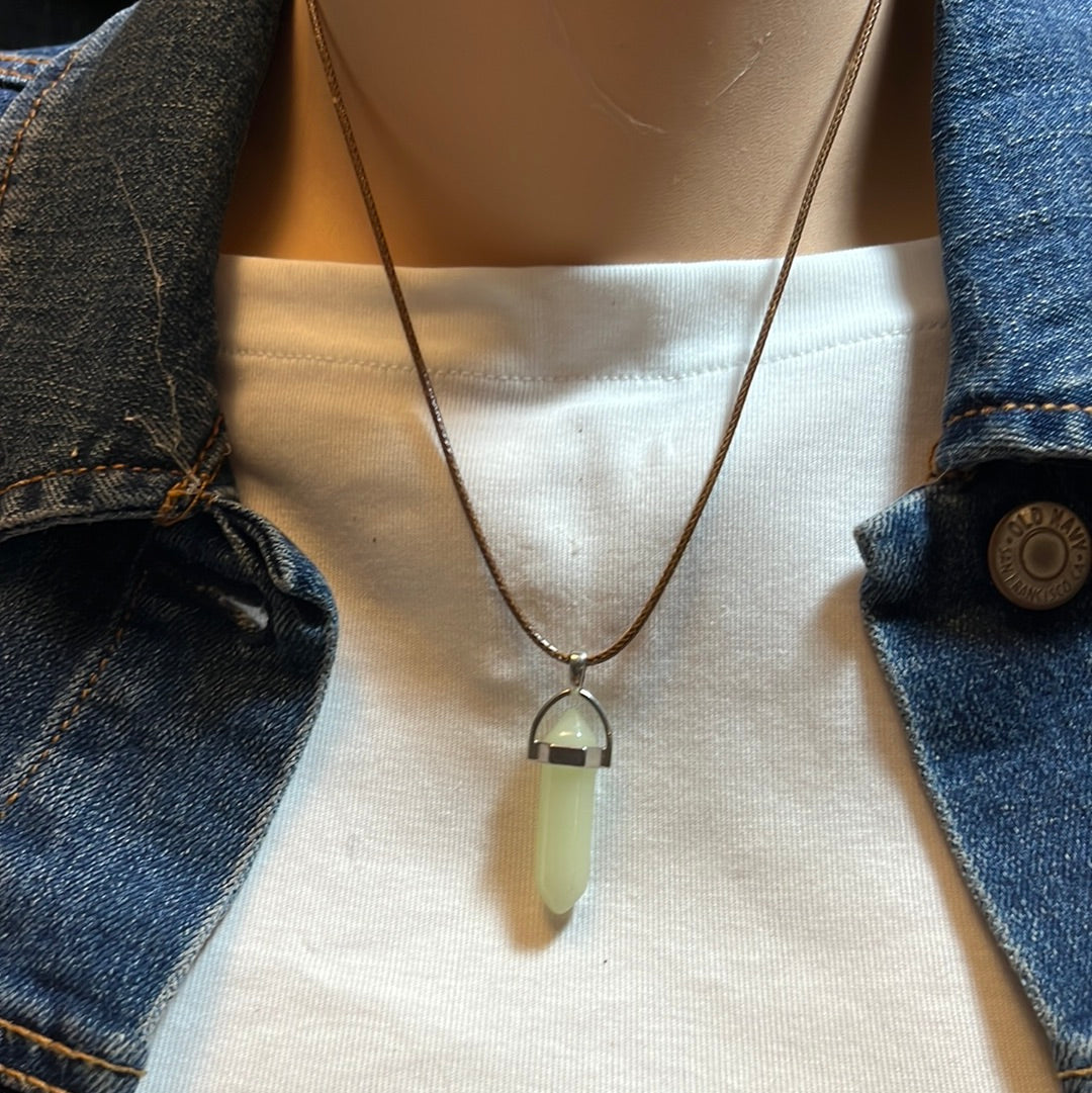 Brown Leather Cord Crystal Necklaces