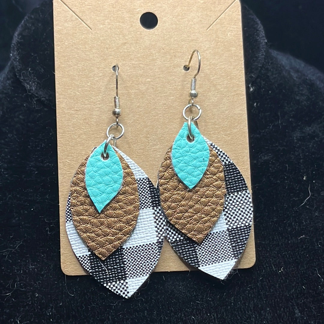 Leather worked earrings