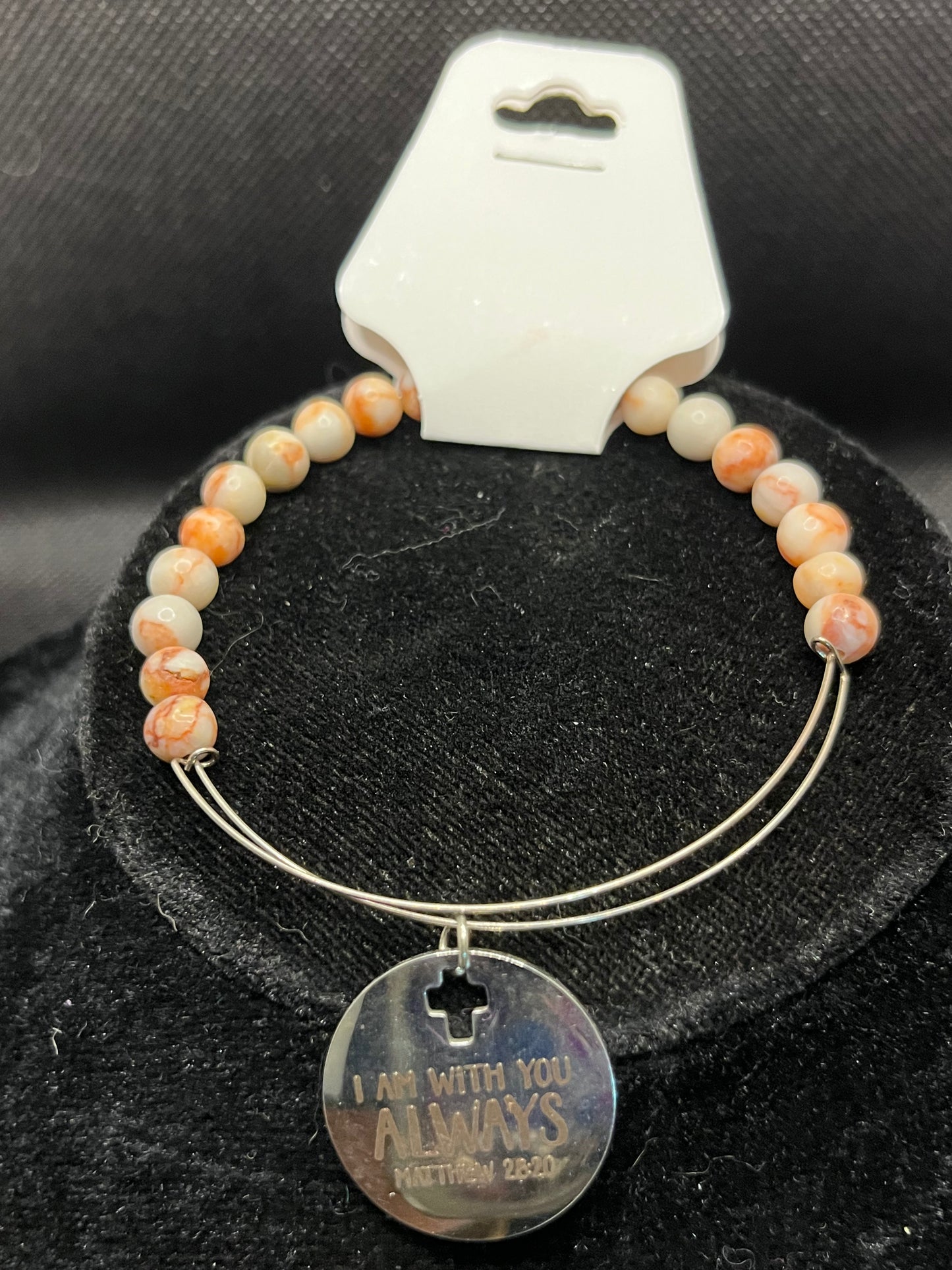 "I am with you always"  charm beaded bracelet