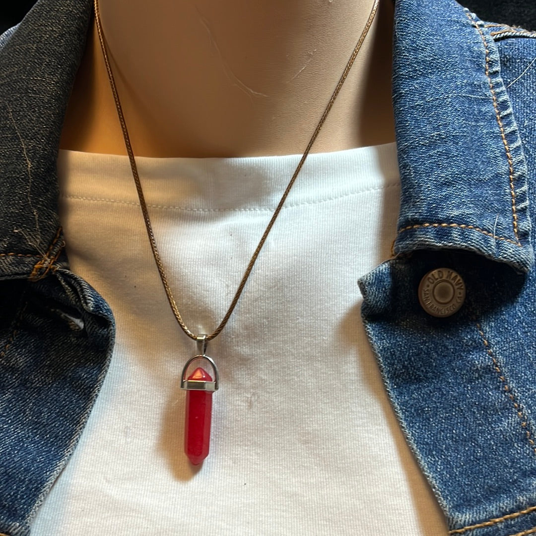 Brown Leather Cord Crystal Necklaces