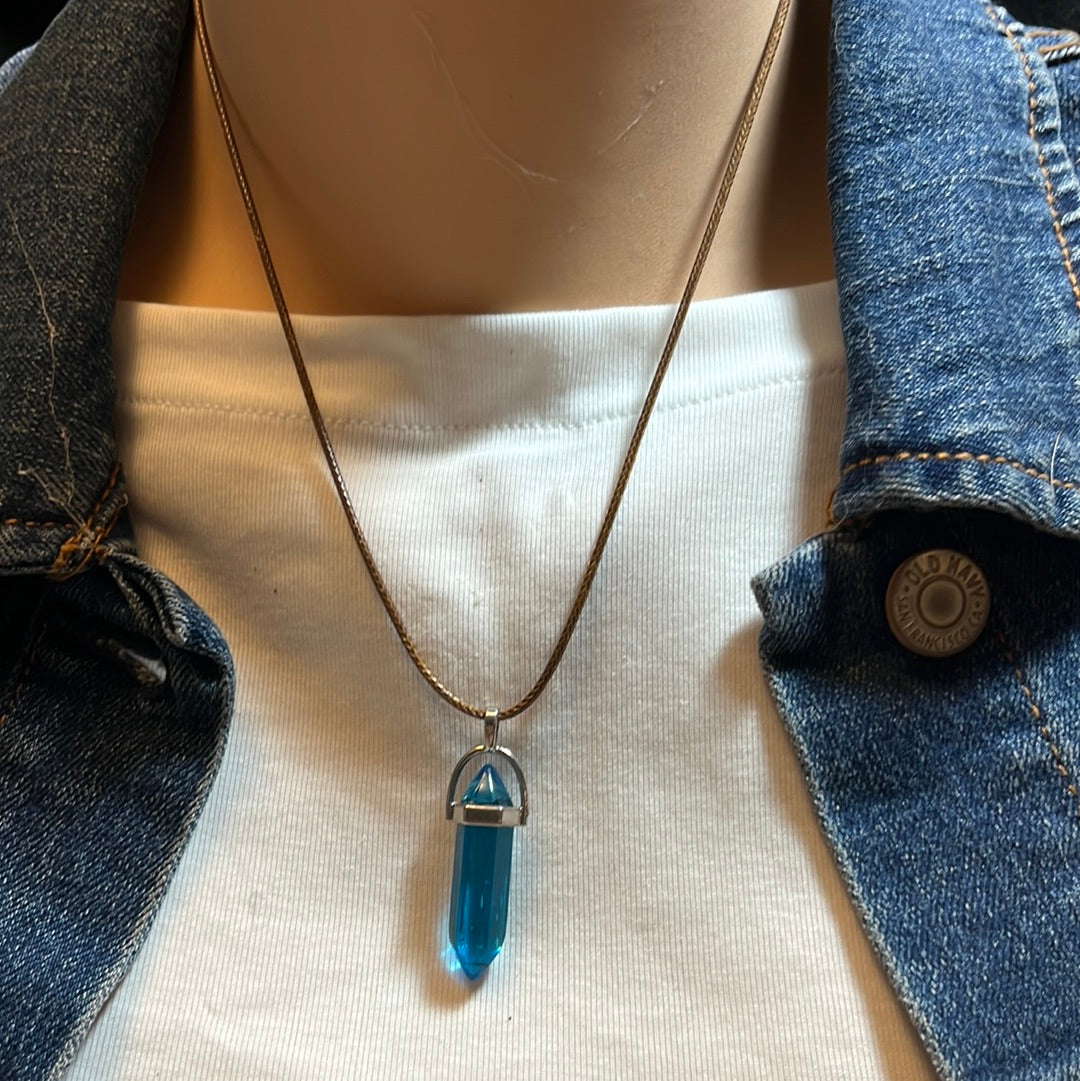 Brown Leather Cord Crystal Necklaces