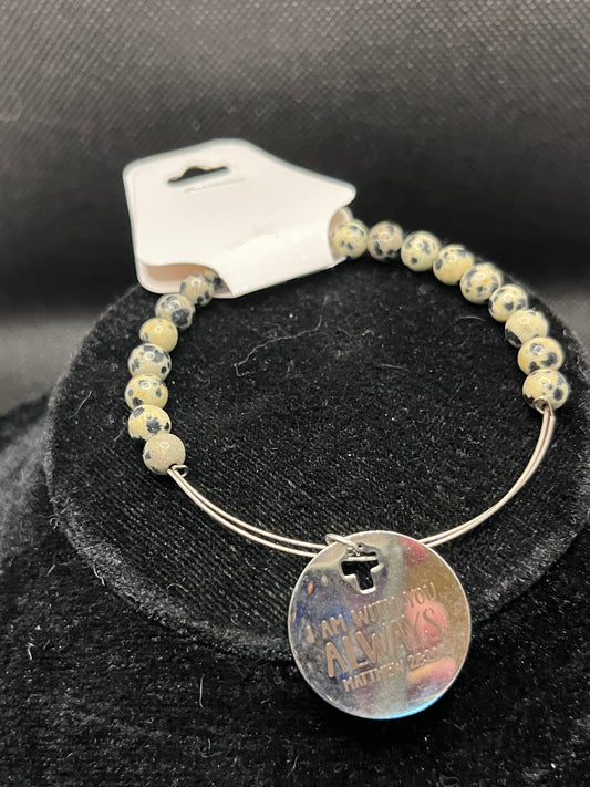 "I am with you always"  charm beaded bracelet