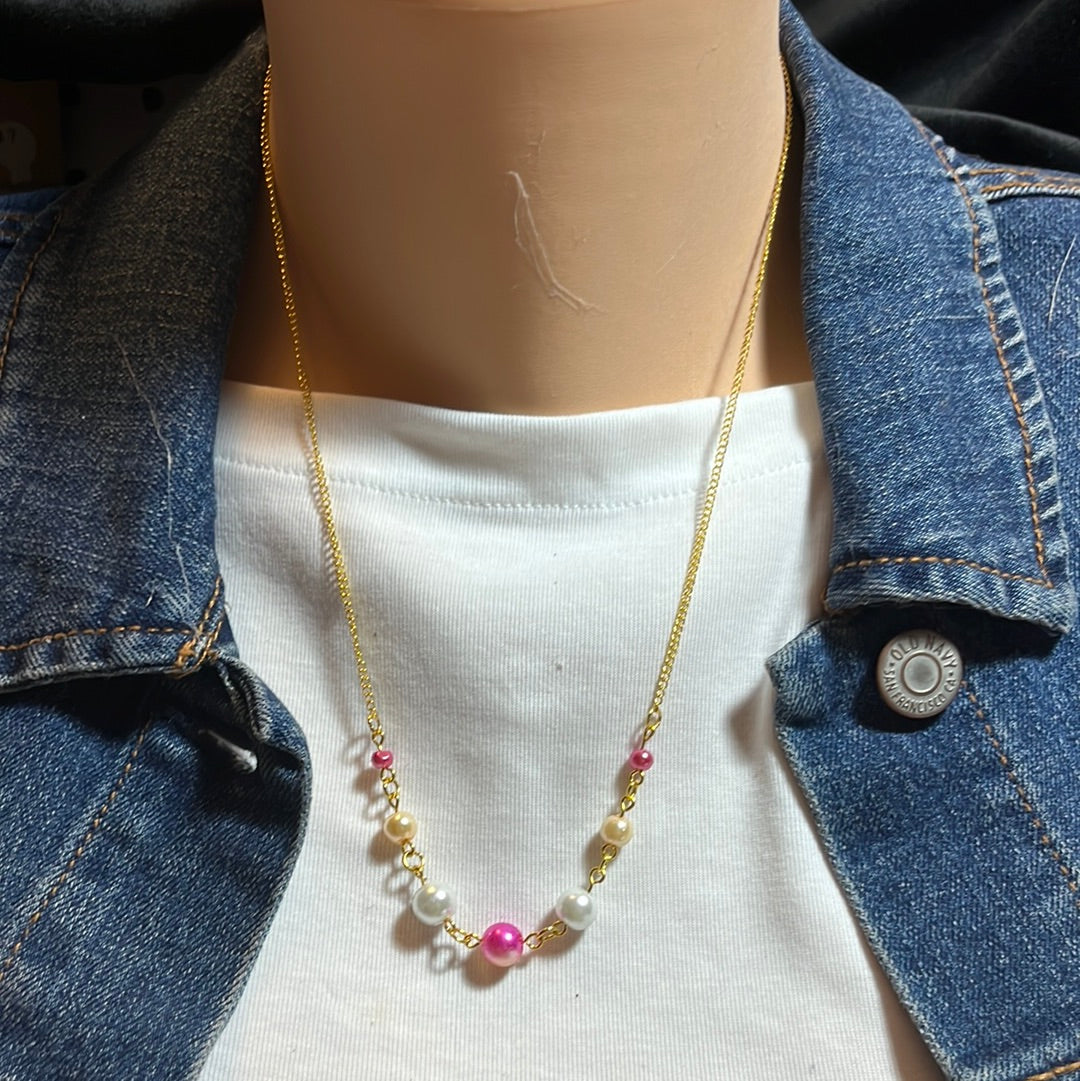 Simple Beaded Gold Chain Necklace