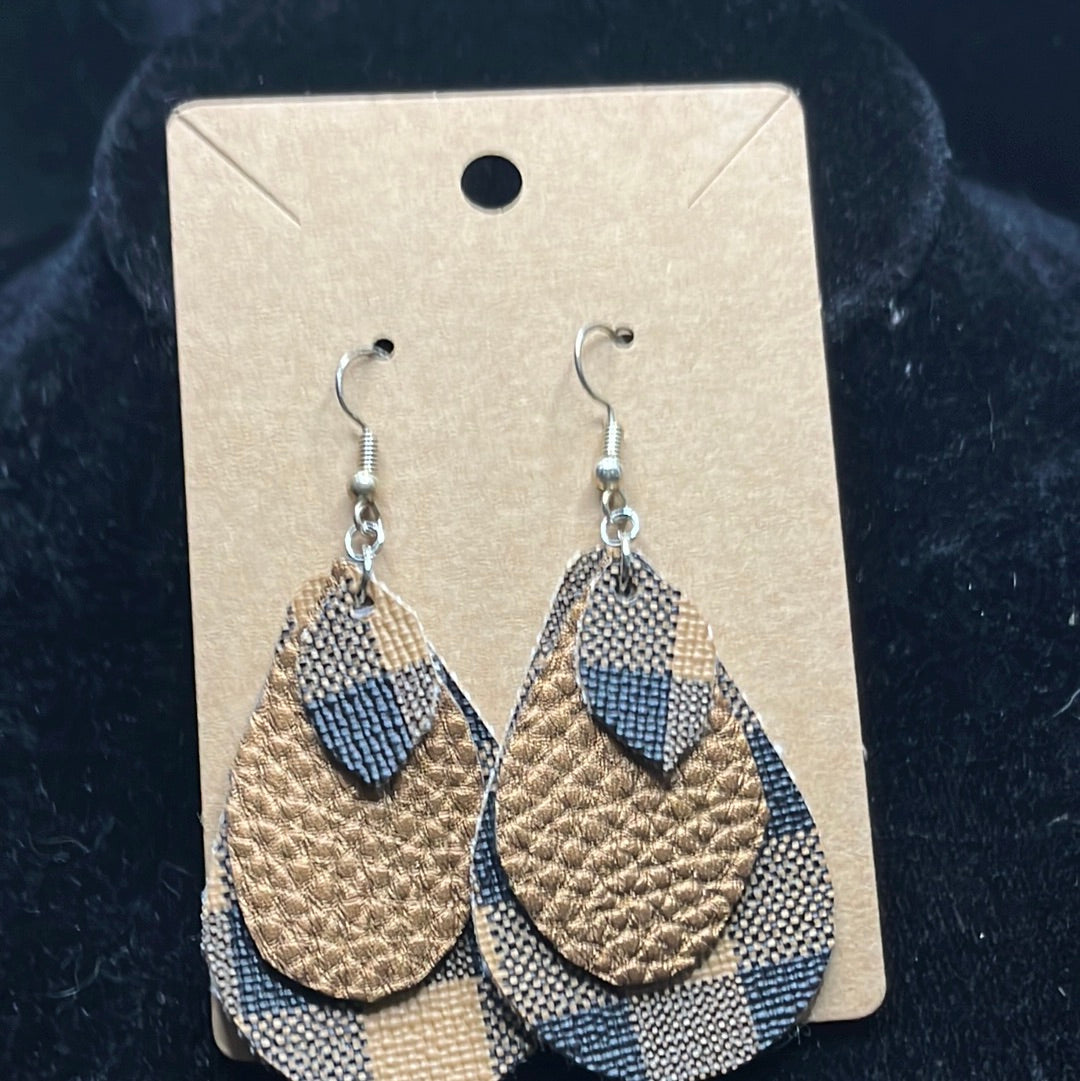 Leather worked earrings