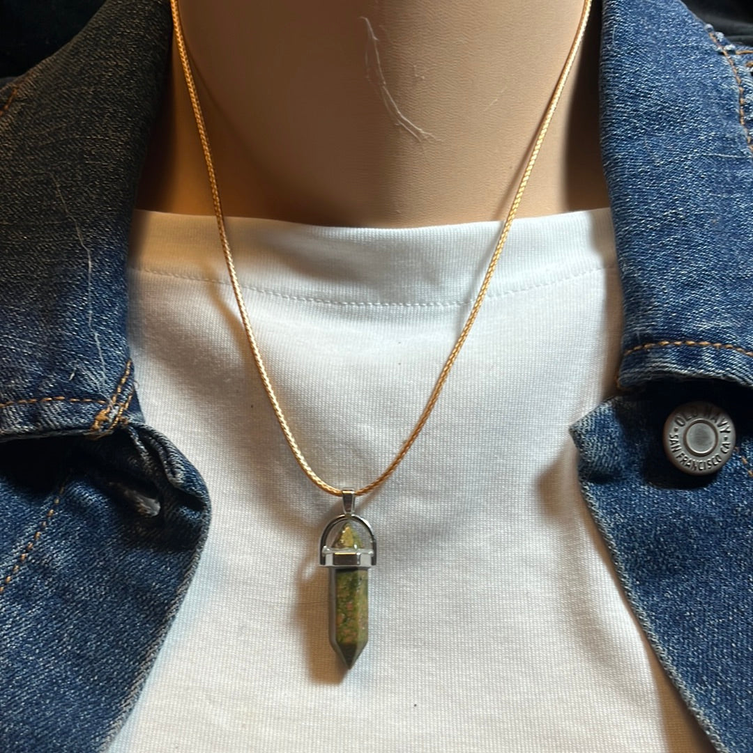 Tan Leather Cord Crystal Necklaces