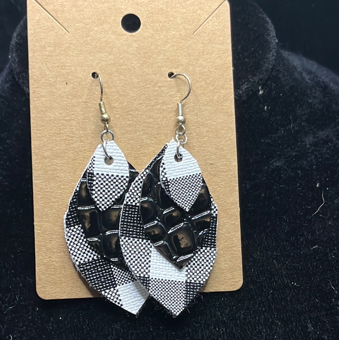 Leather worked earrings