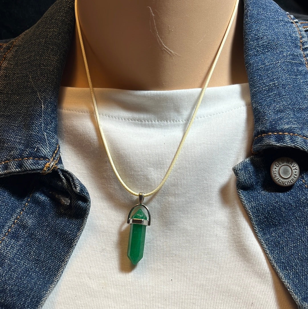 White Leather Cord Crystal Necklaces