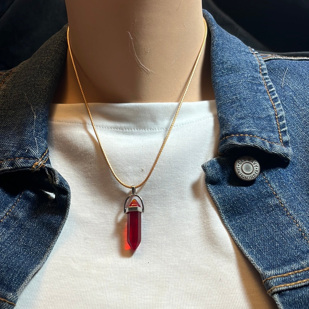 Tan Leather Cord Crystal Necklaces