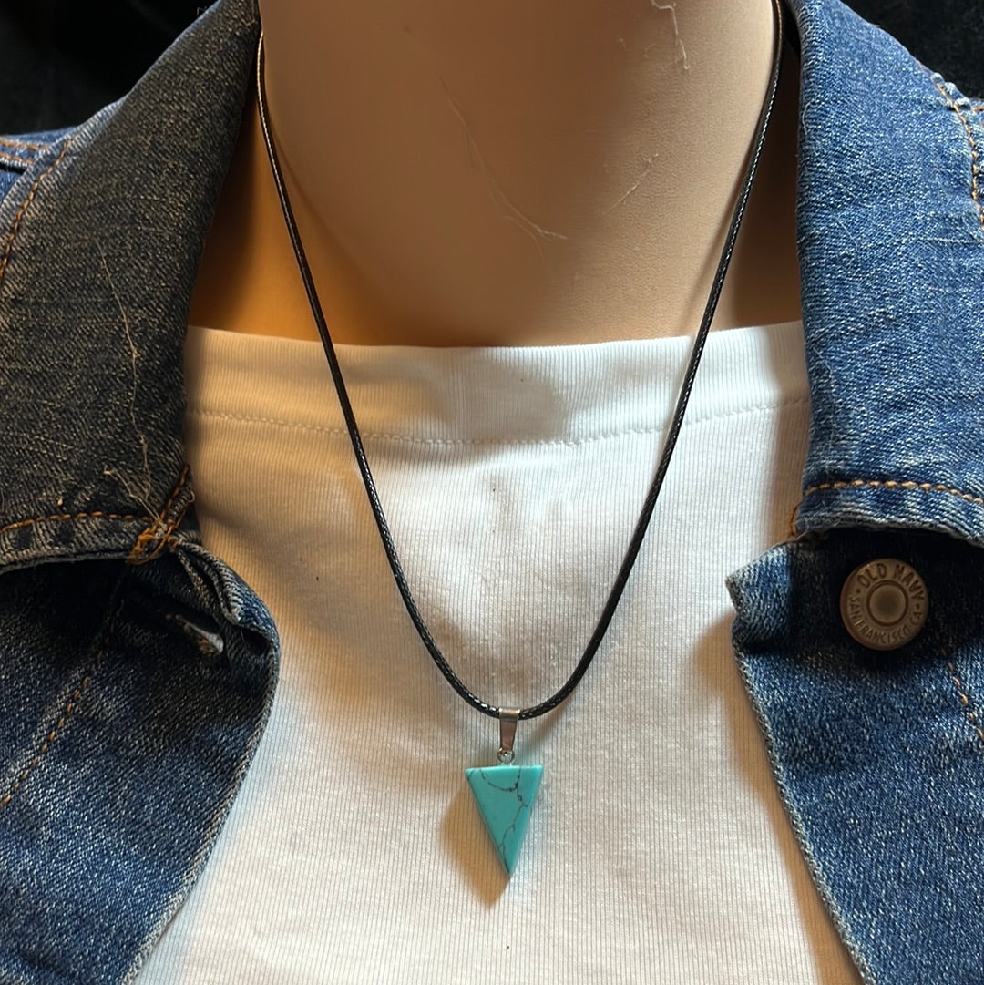 Black Leather Cord Gemstone Necklaces