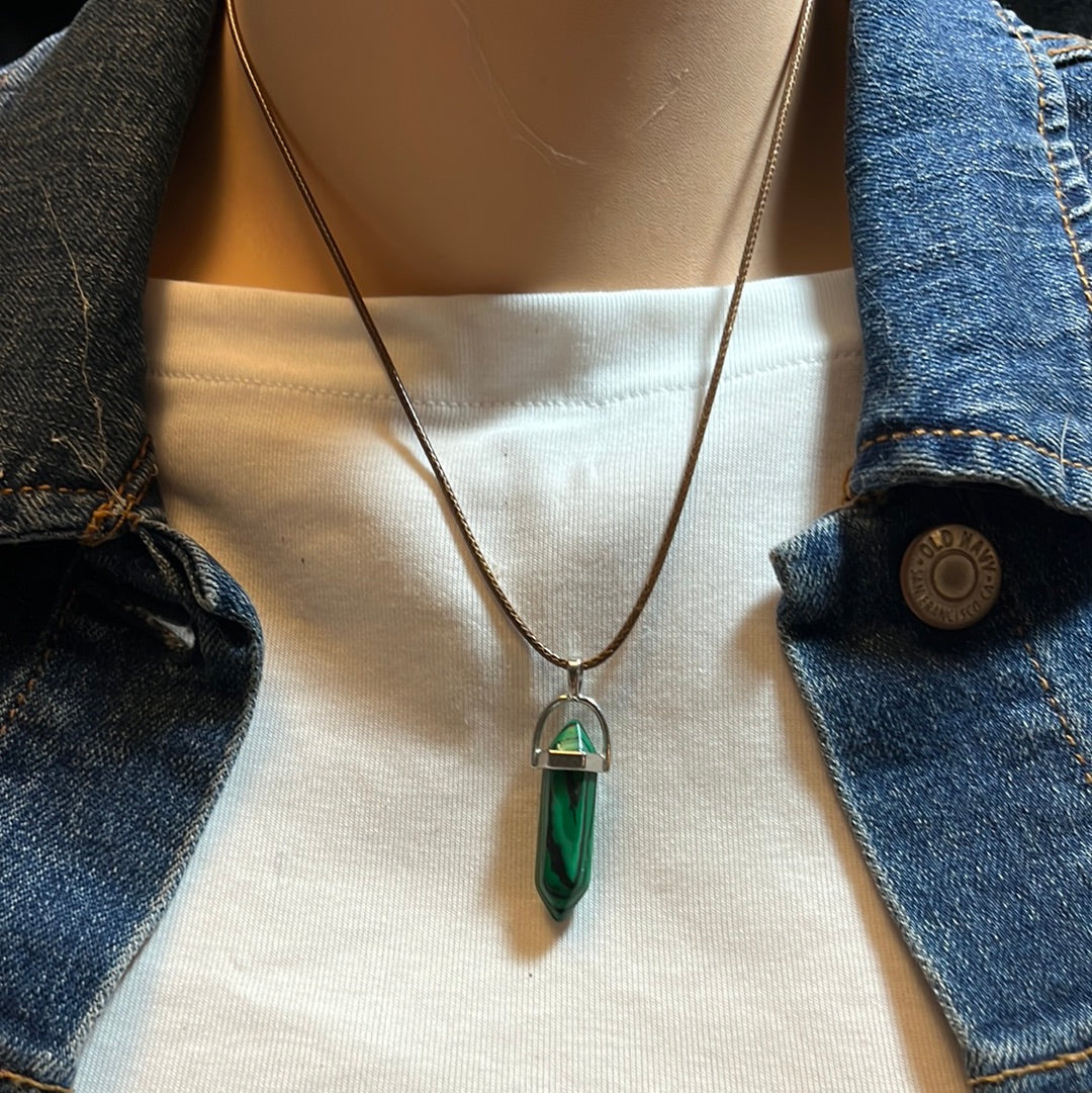 Brown Leather Cord Crystal Necklaces