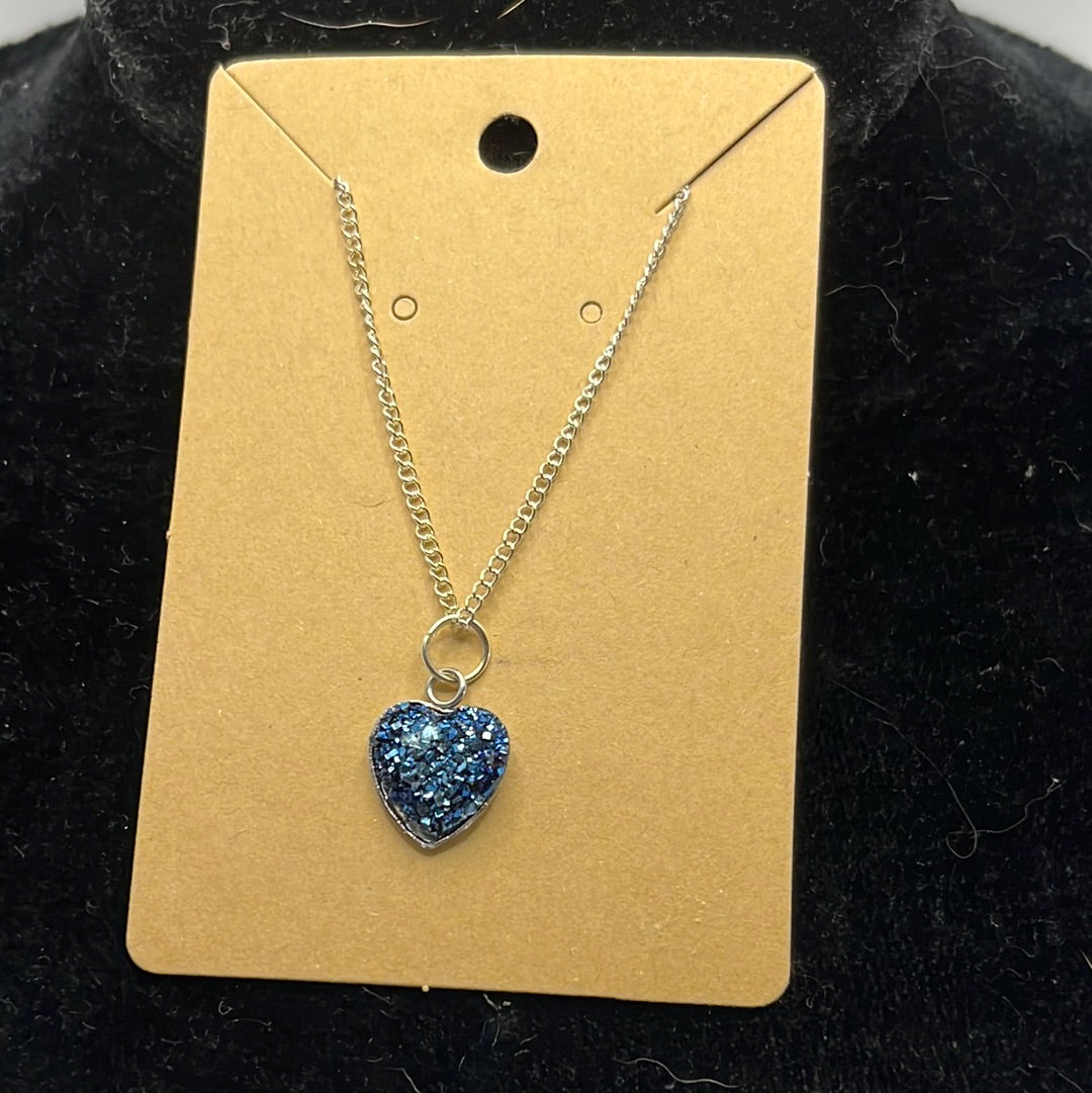 Sparkly Heart Charm on a silver Chain Necklace