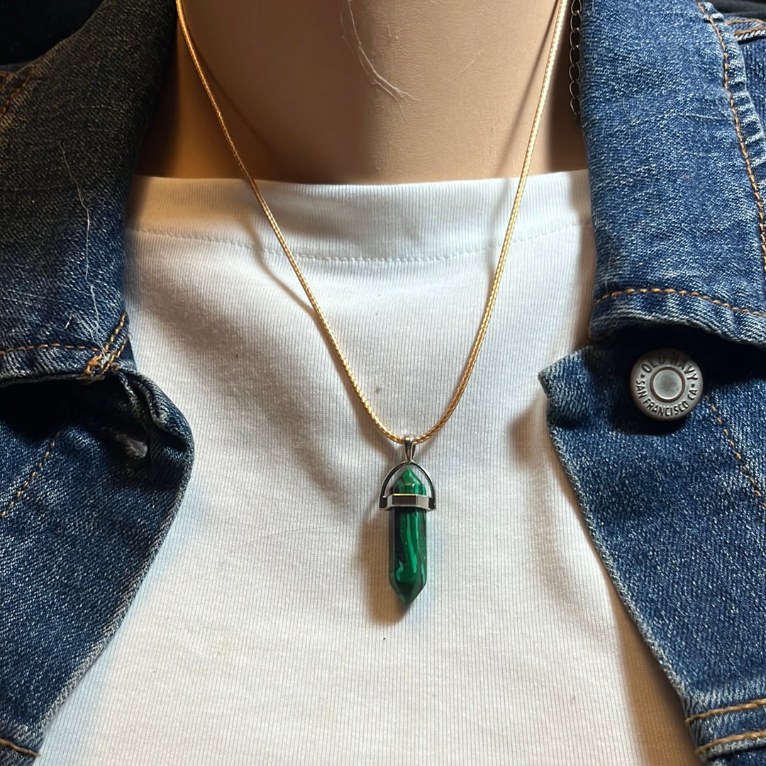 Tan Leather Cord Crystal Necklaces