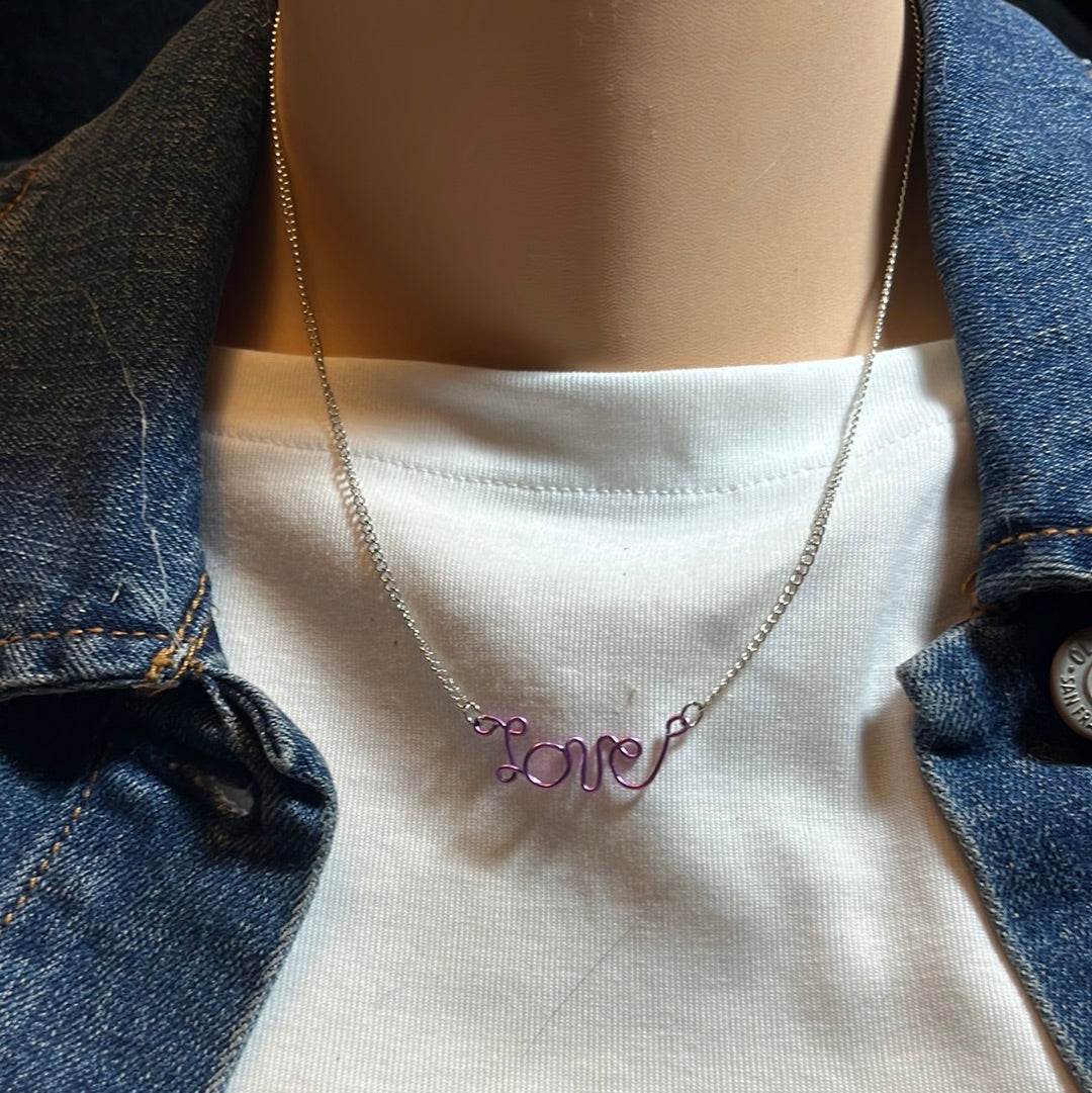 Wire worked “Love” Necklace