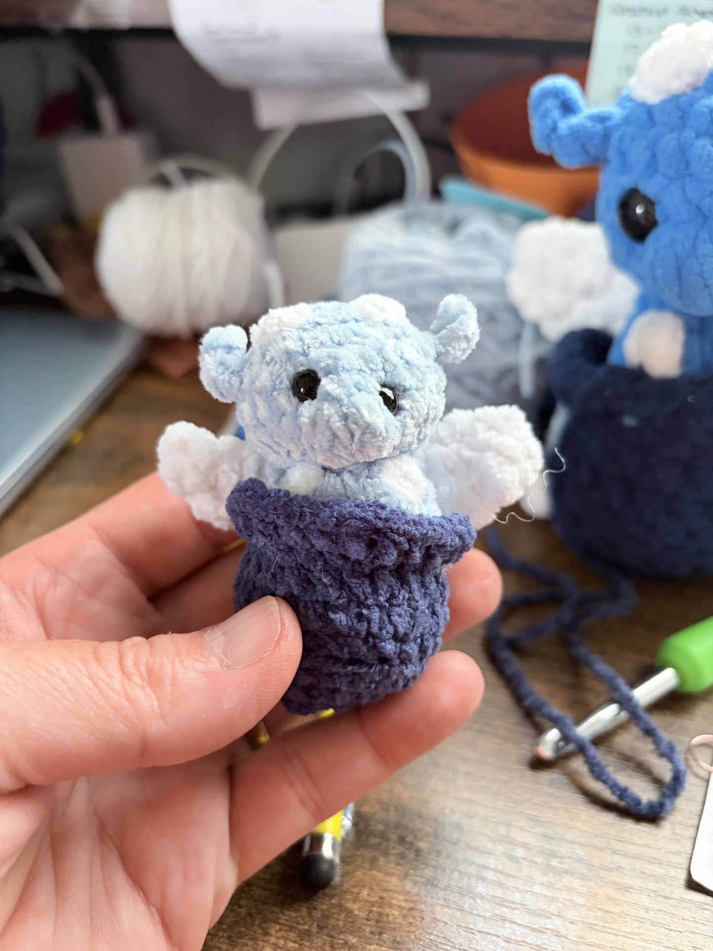 Crocheted hatching dragons