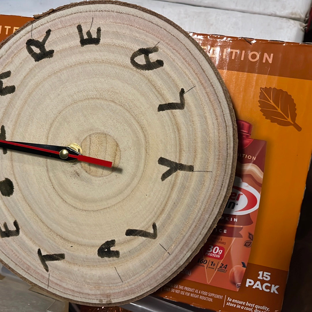 Wood burned clock