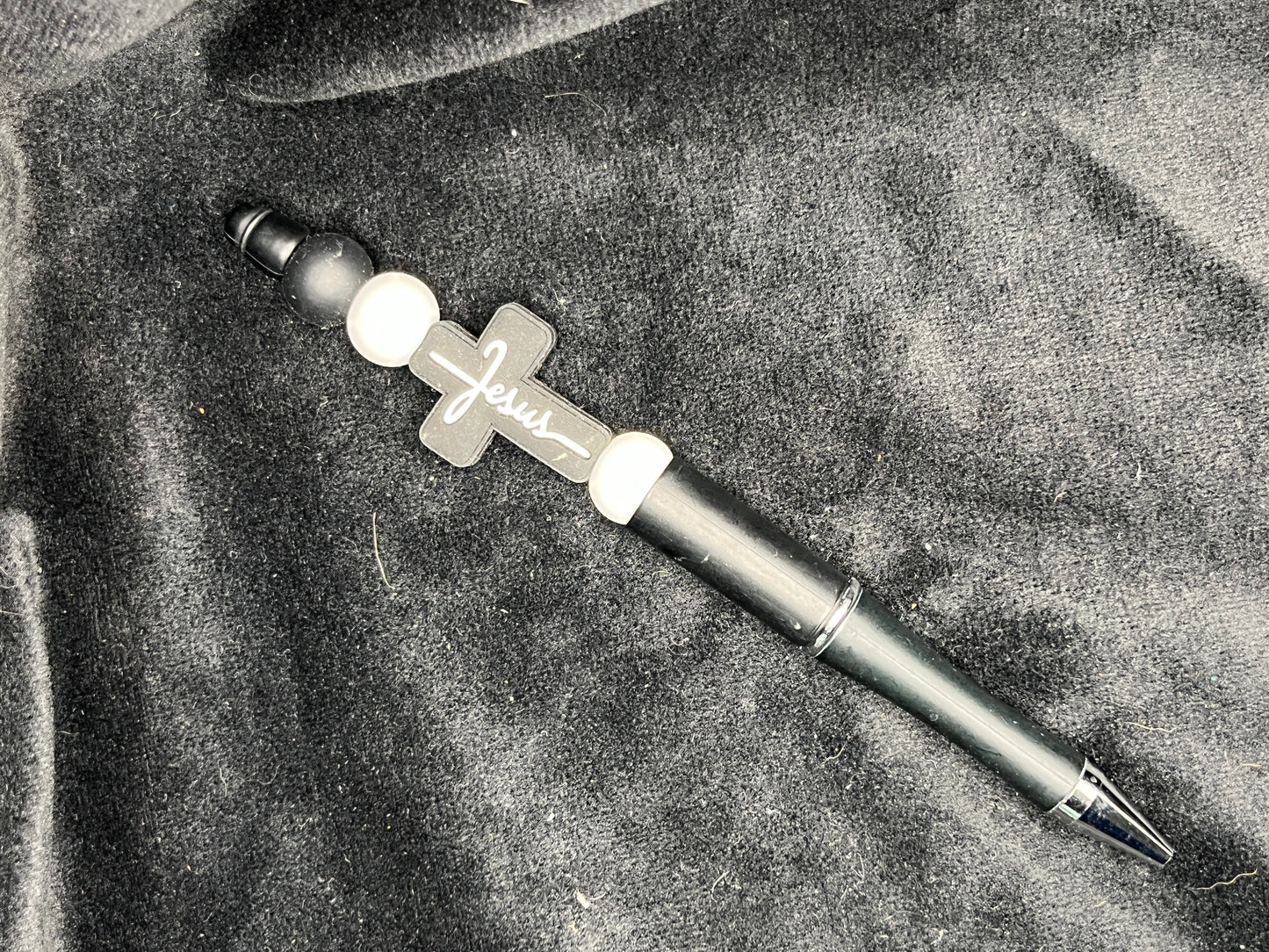 Silicone Beaded Pen with Cross Topper