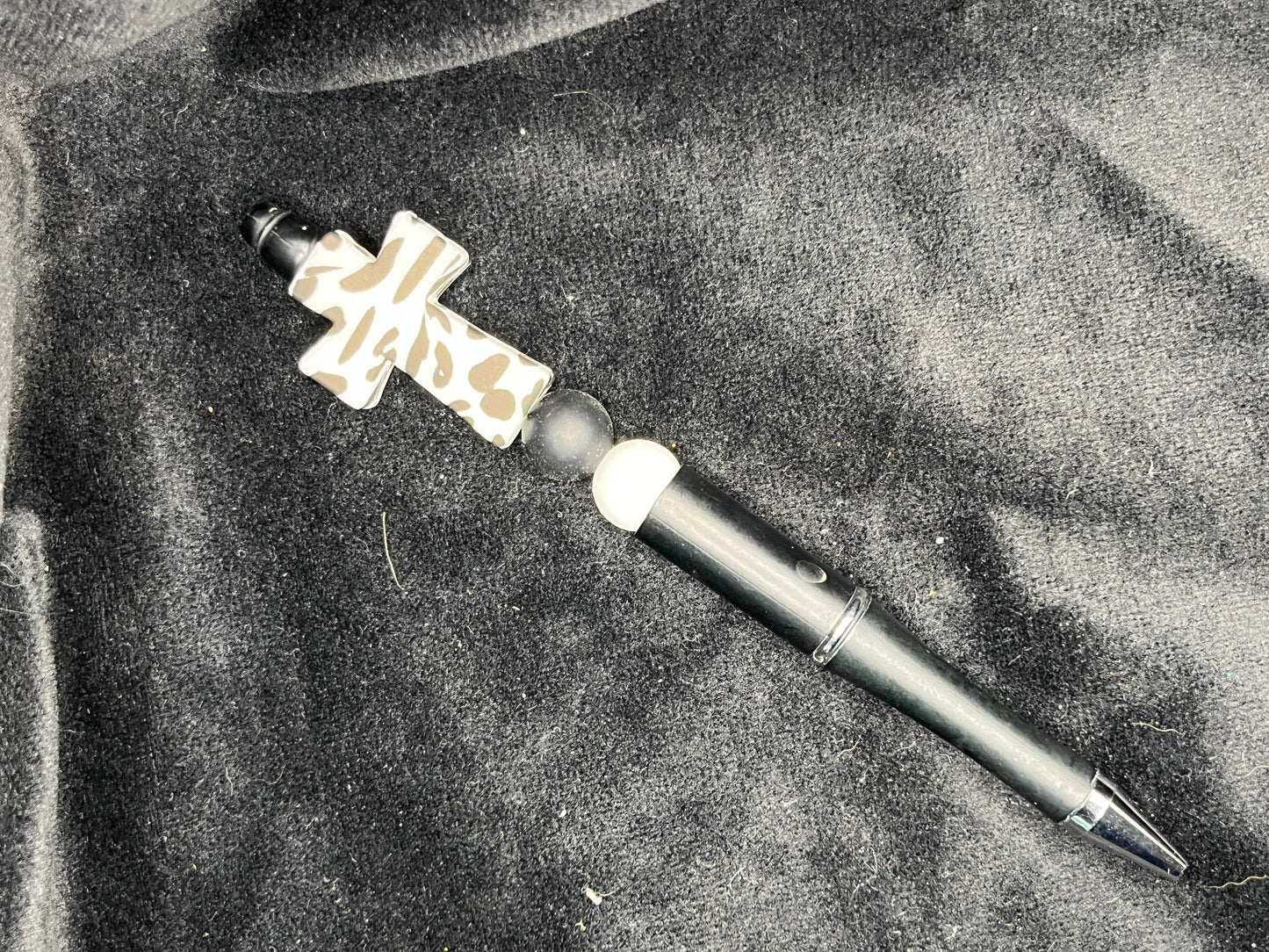 Silicone Beaded Pen with Cross Topper