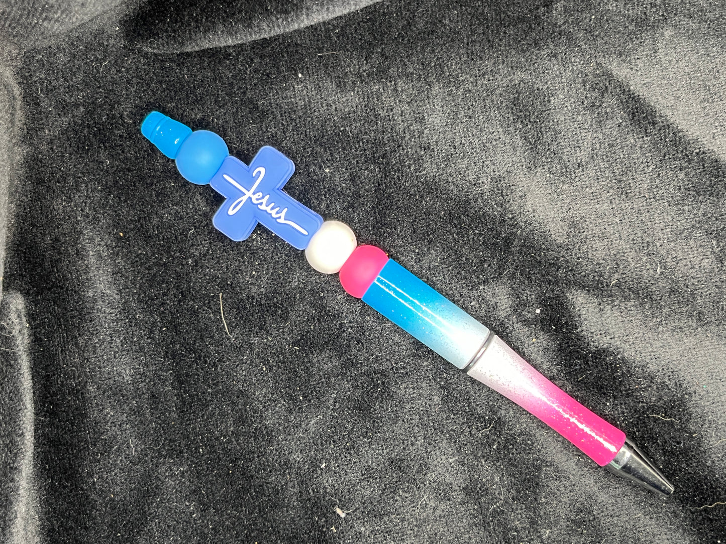 Silicone Beaded Pen with Cross Topper