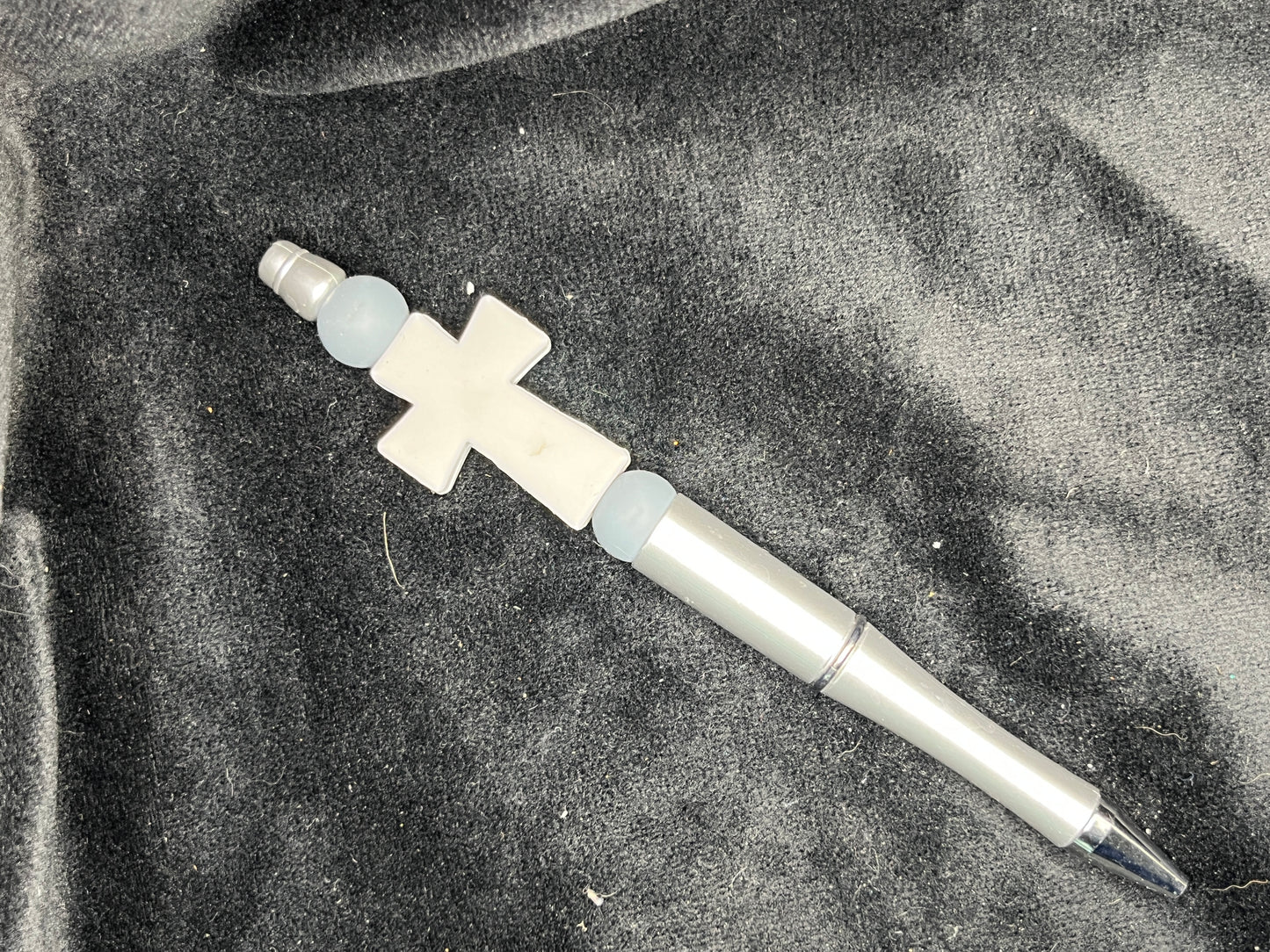 Silicone Beaded Pen with Cross Topper