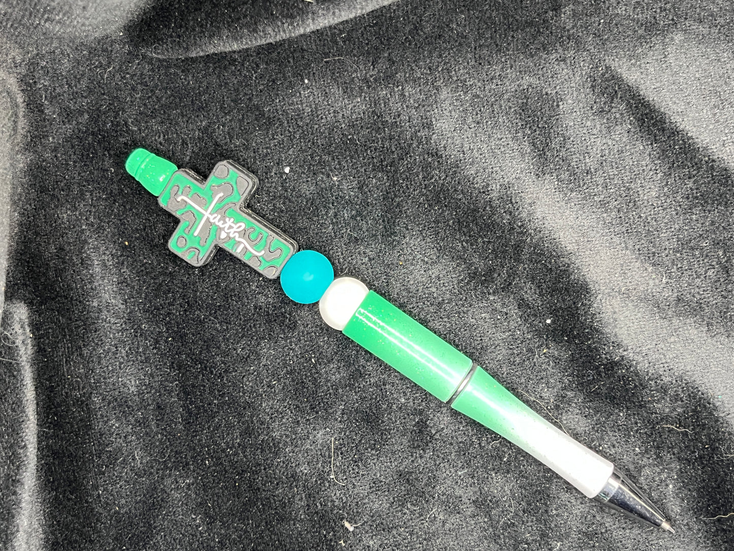 Silicone Beaded Pen with Cross Topper