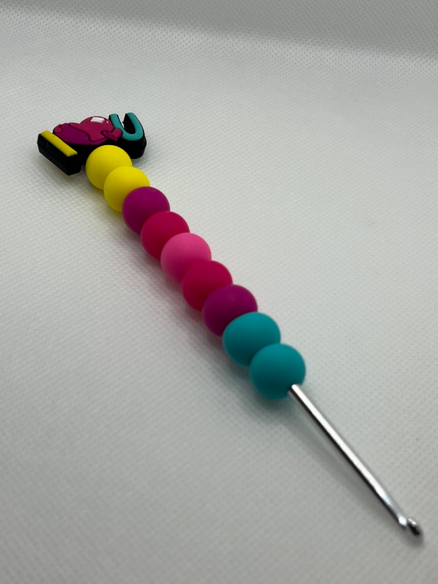 Crochet Hook with Silicone Beaded Handle