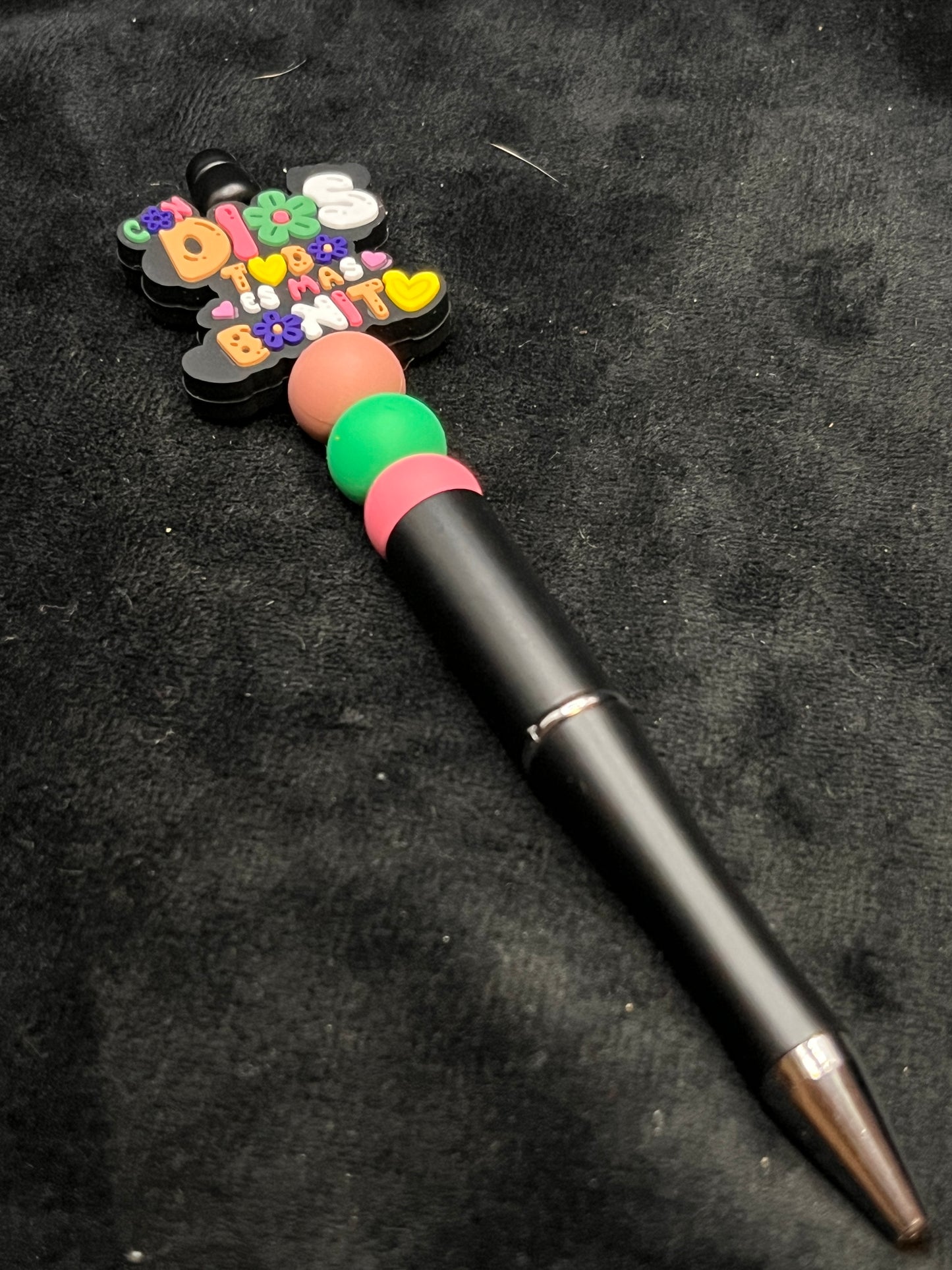 Silicone Beaded Pen with a focal bead topper